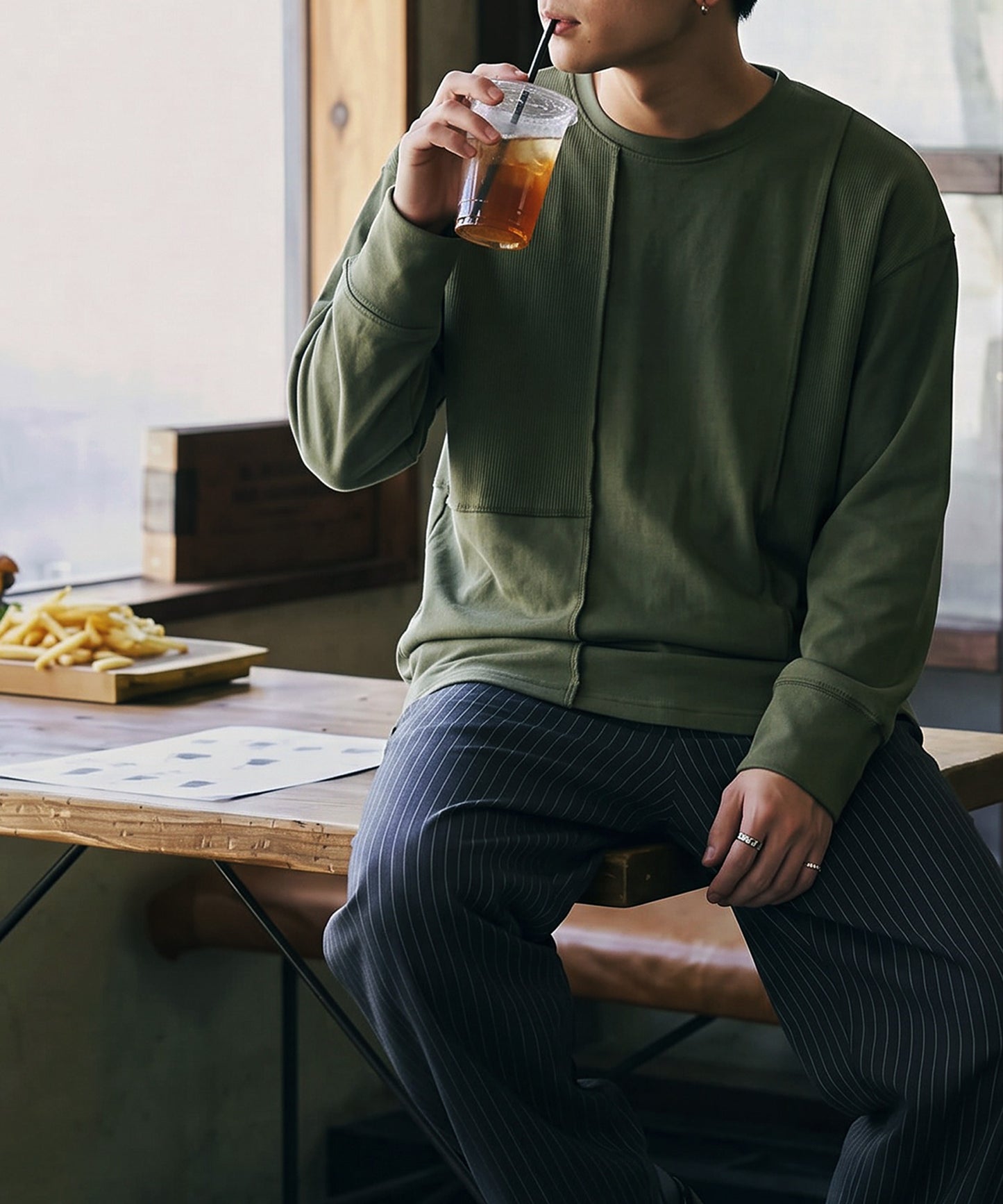 100% Cotton Round Hem Waffle Top Men’s