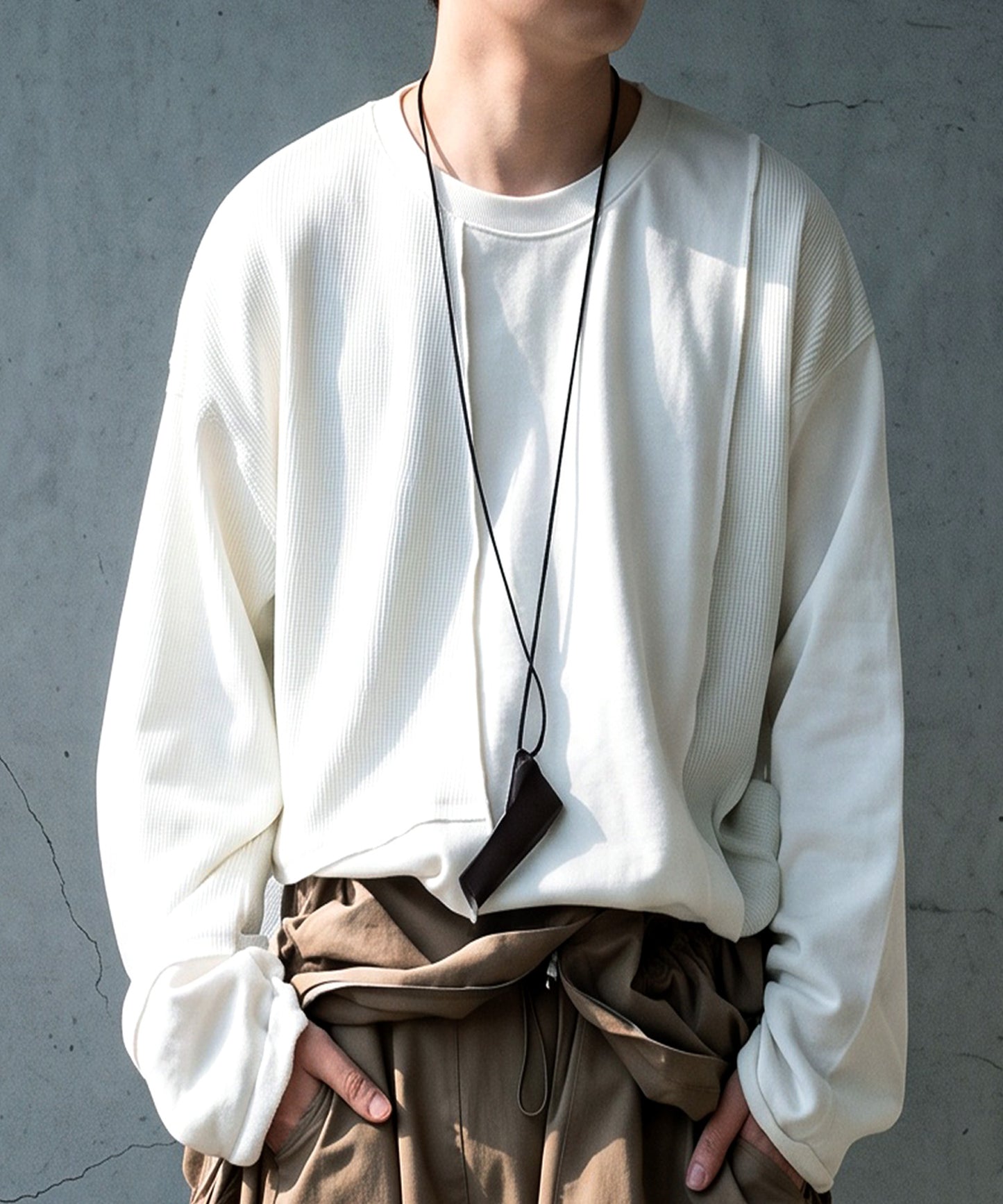 100% Cotton Round Hem Waffle Top Men’s