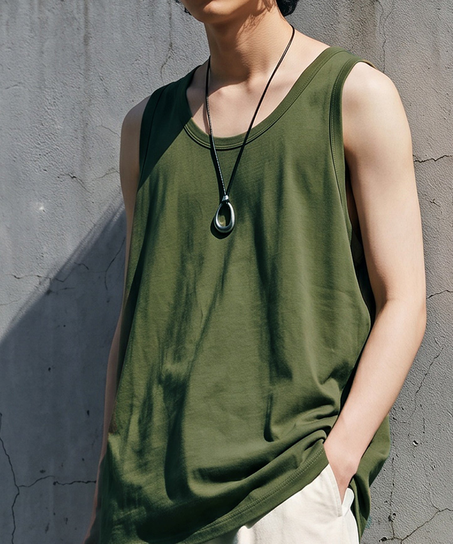 Sweat-Stain Resistant 100% Cotton U-Neck Tank Top Men’s