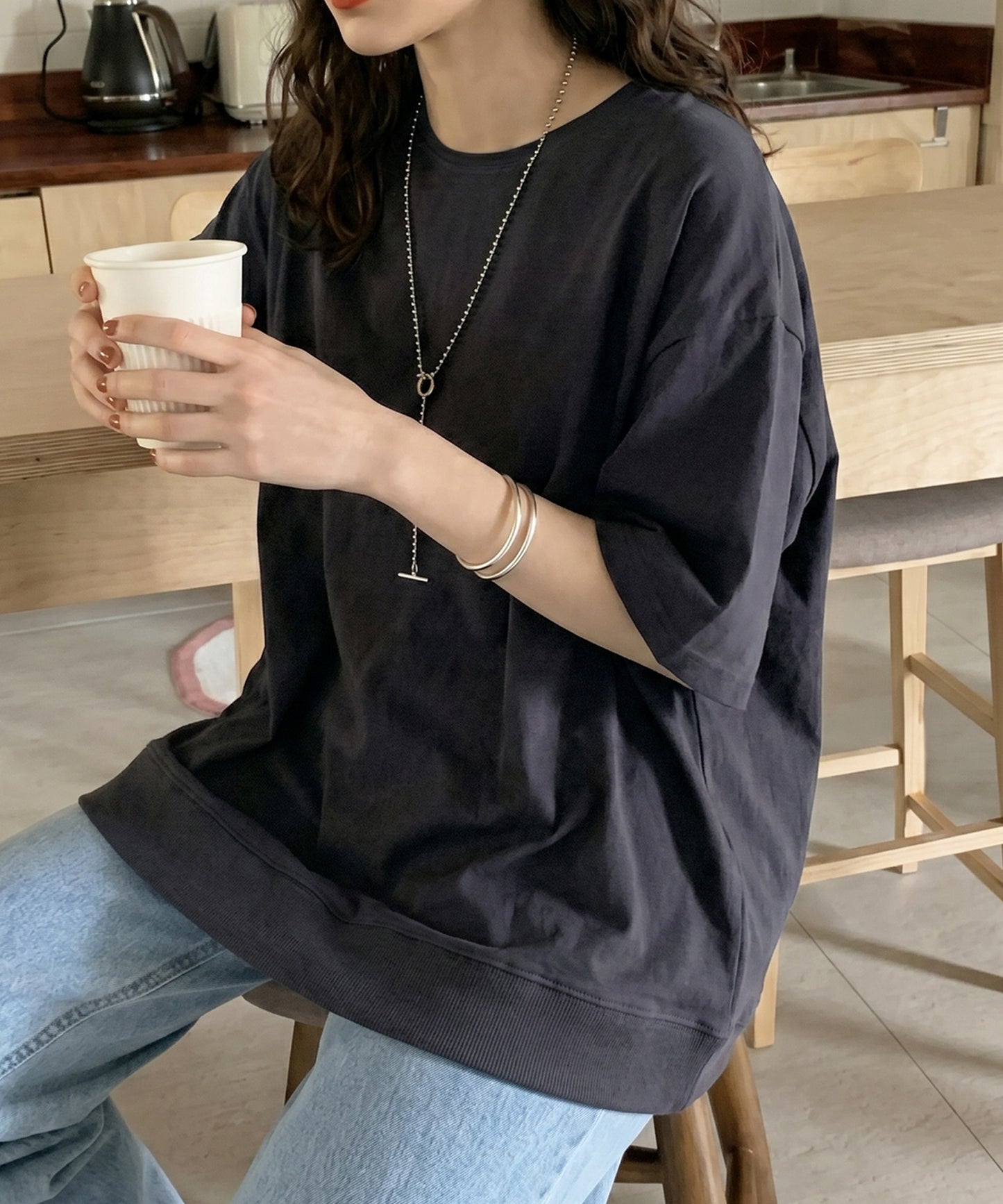 100% Cotton Drop Shoulder T-Shirt Ladies