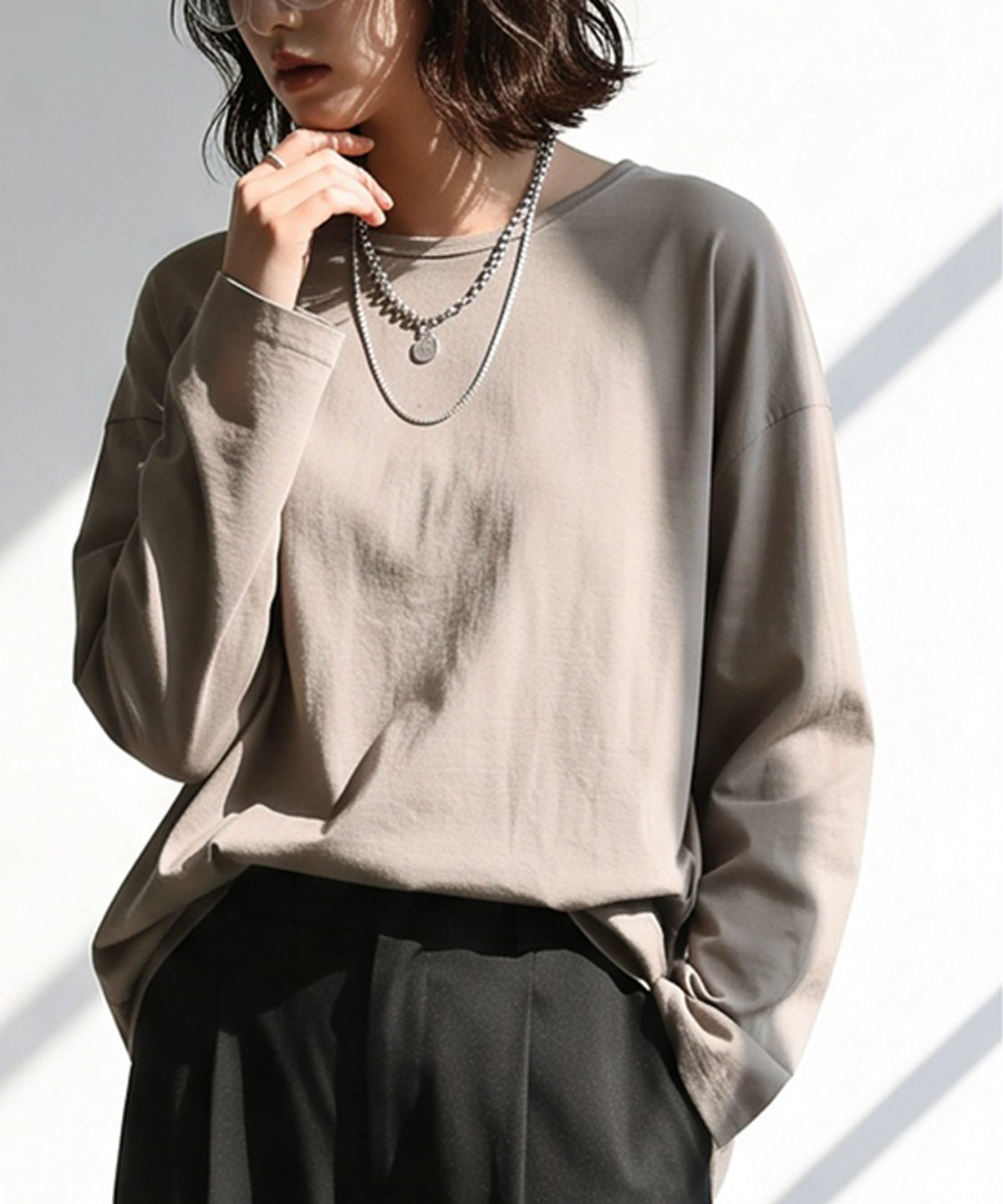 100% Cotton, Sweat Stain Resistant, Crew Neck Long-Sleeve T-Shirt Ladies