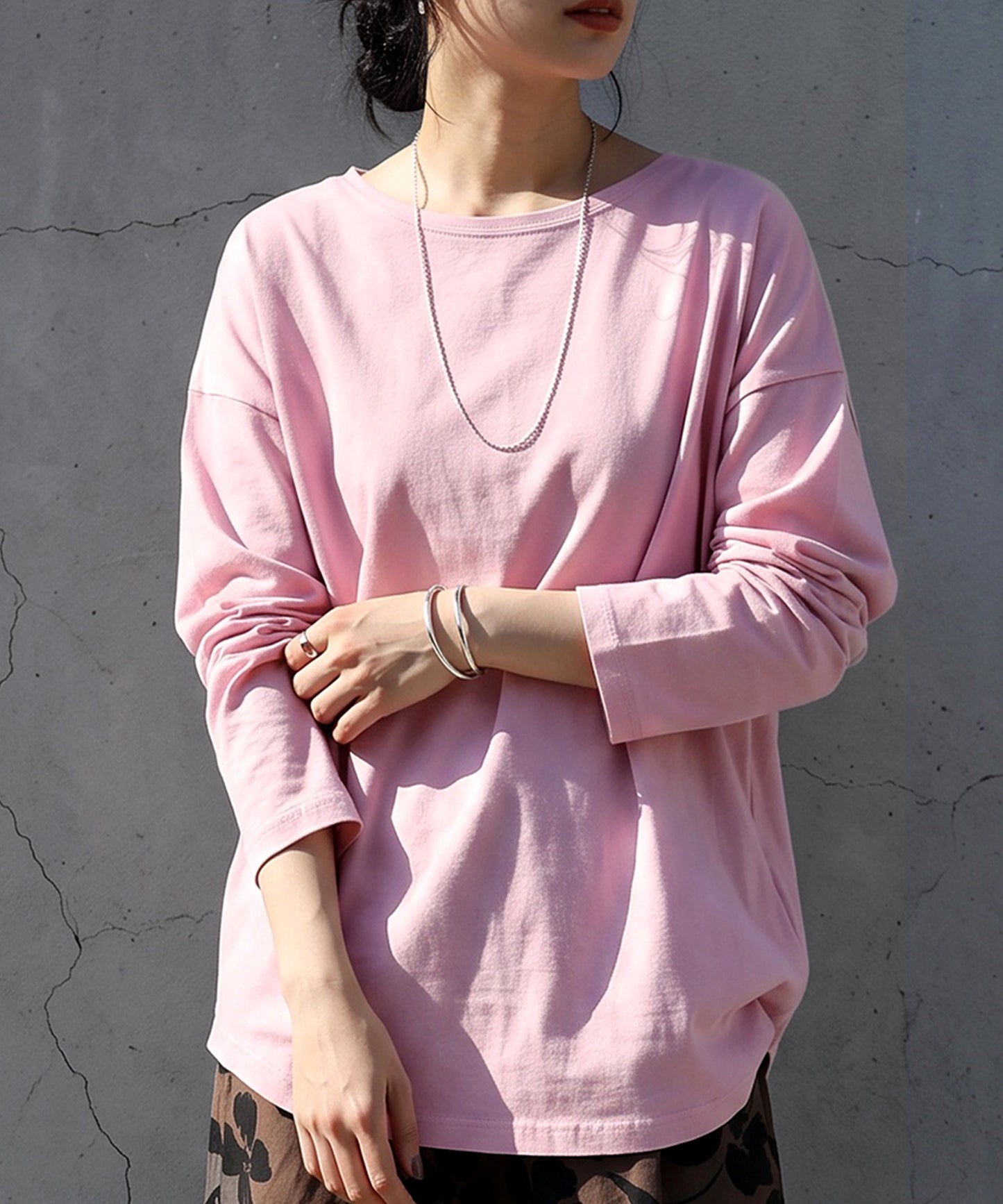 100% Cotton, Sweat Stain Resistant, Crew Neck Long-Sleeve T-Shirt Ladies