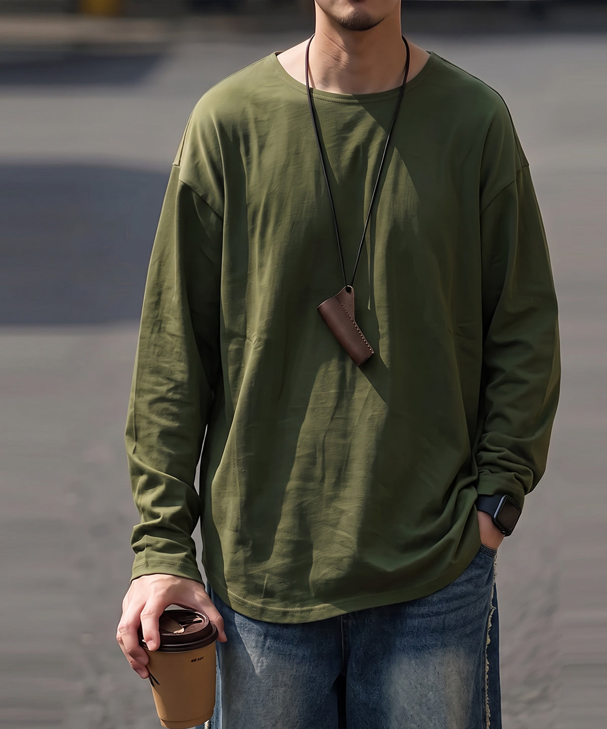100% Cotton, Sweat Stain Resistant, Crew Neck Long-Sleeve T-Shirt Men’s