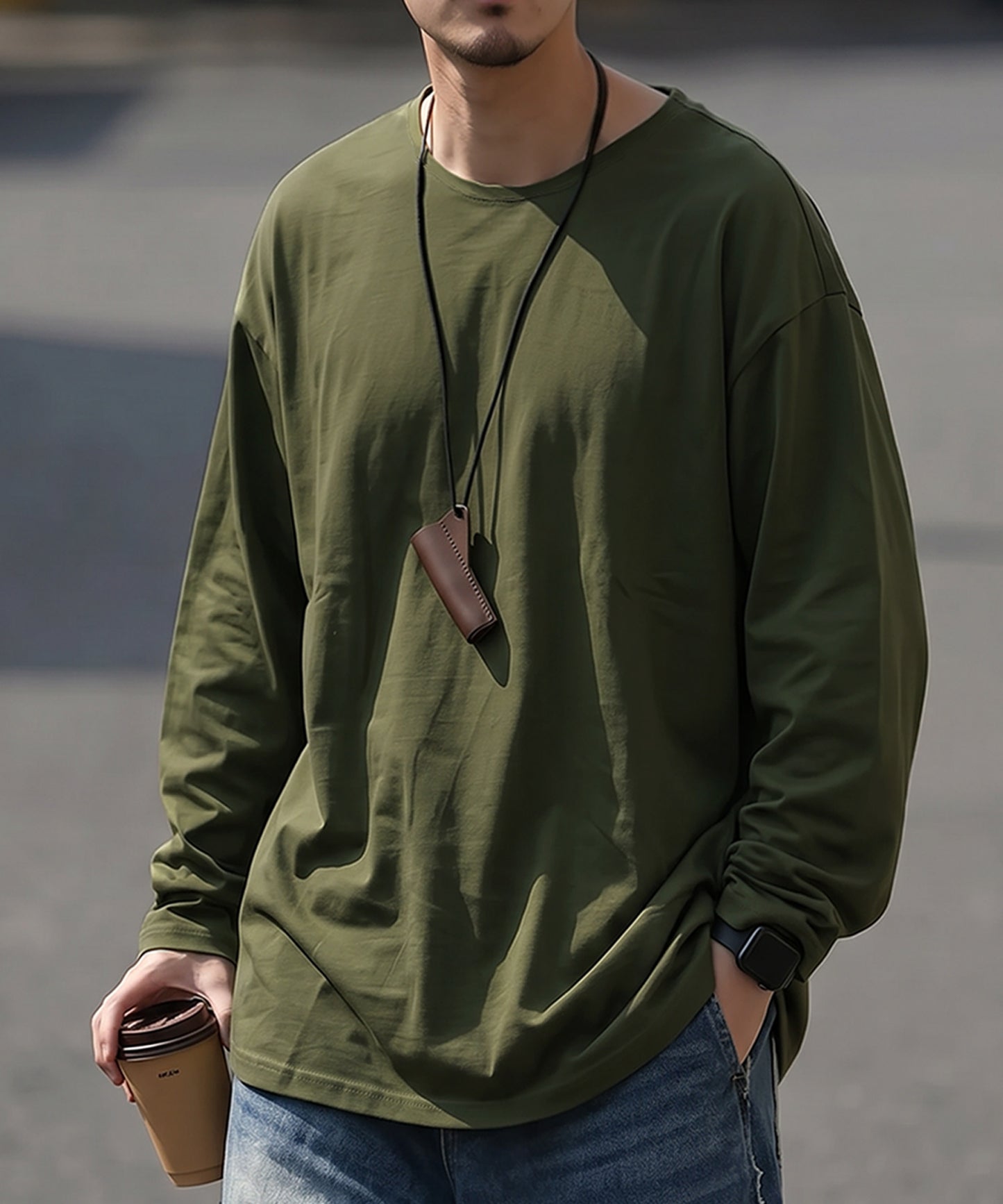 100% Cotton, Sweat Stain Resistant, Crew Neck Long-Sleeve T-Shirt Men’s