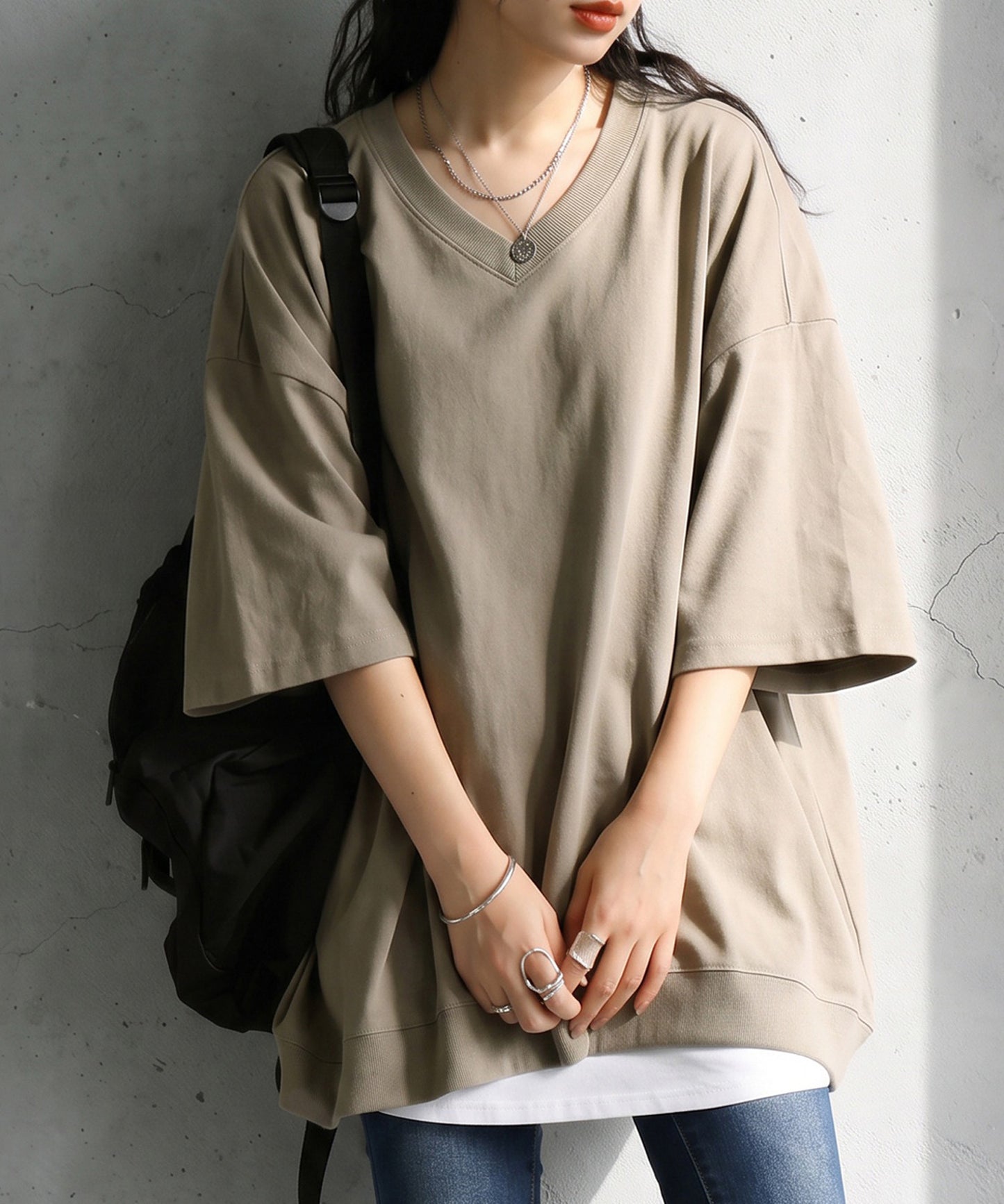 100% Cotton Drop Shoulder T-Shirt Ladies