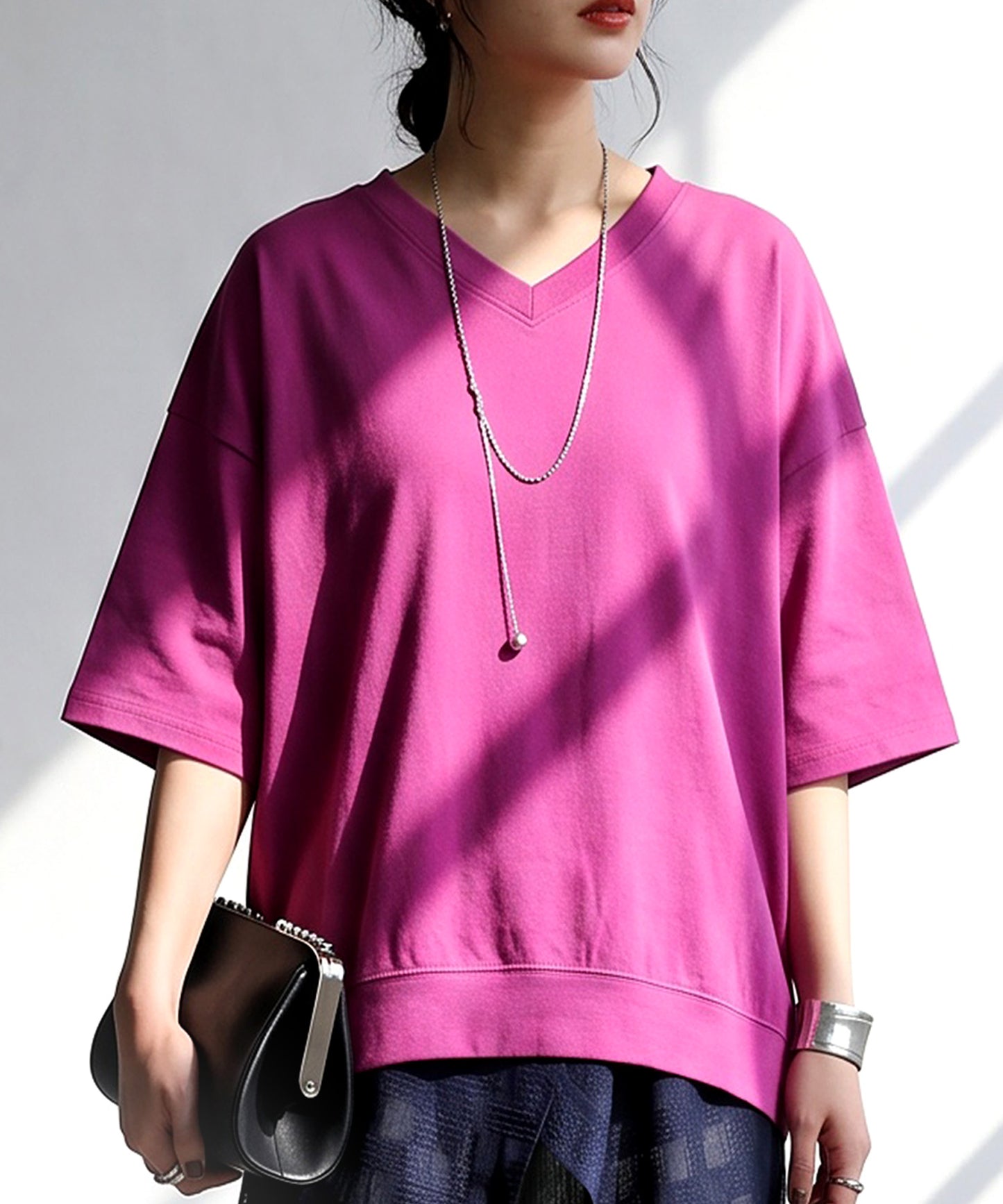 100% Cotton Drop Shoulder T-Shirt Ladies
