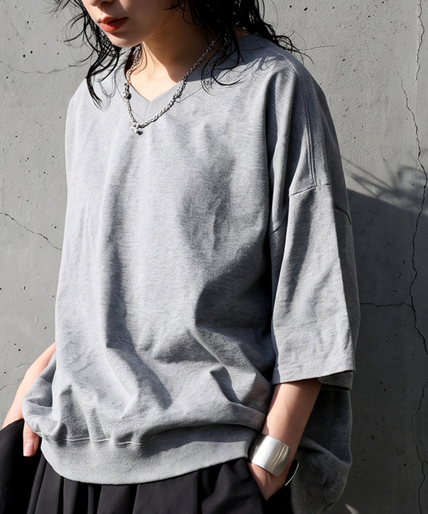 100% Cotton Ribbed Hem Drop Shoulder T-Shirt Ladies