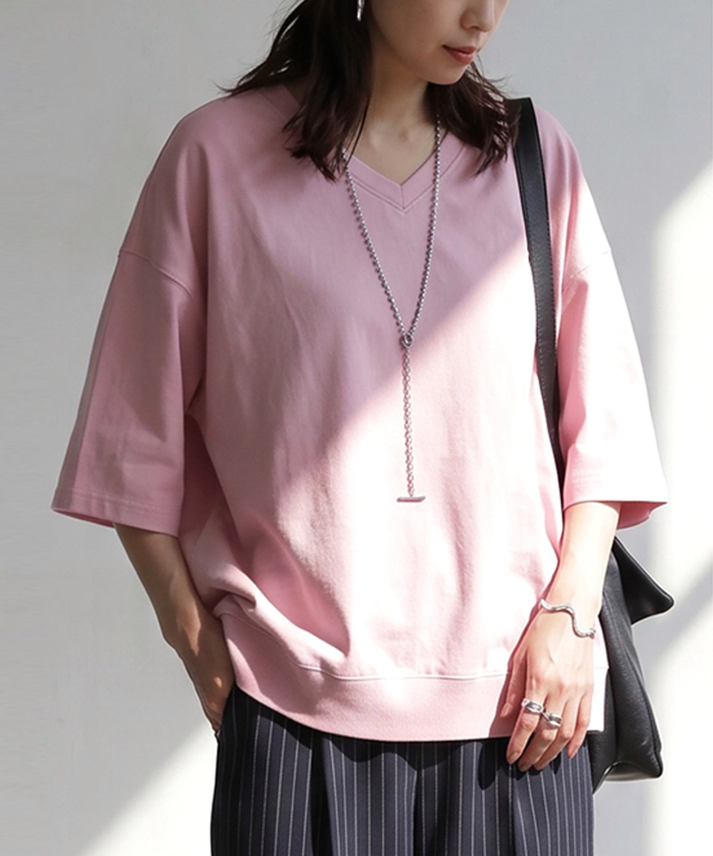100% Cotton Ribbed Hem Drop Shoulder T-Shirt Ladies