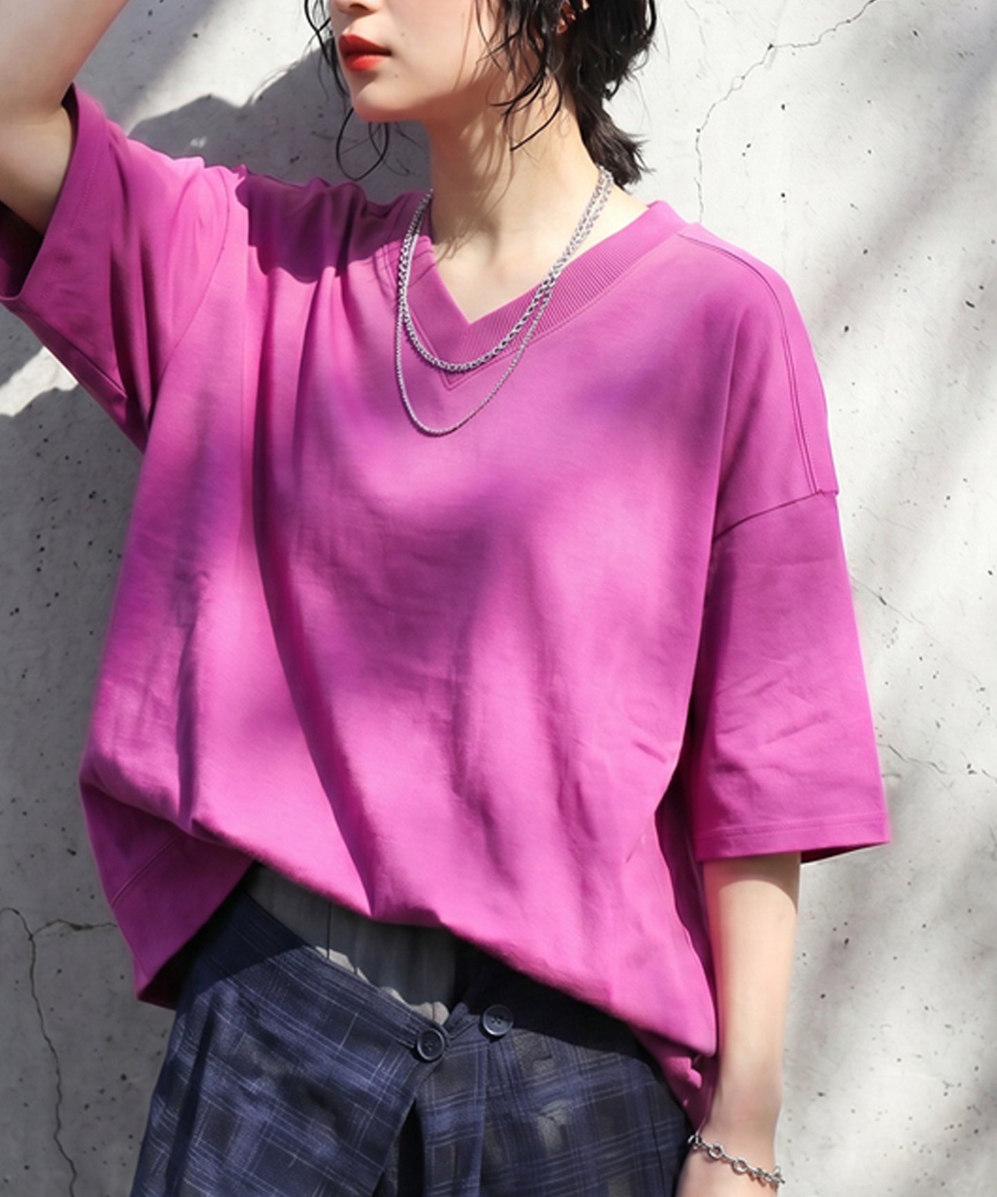100% Cotton Ribbed Hem Drop Shoulder T-Shirt Ladies