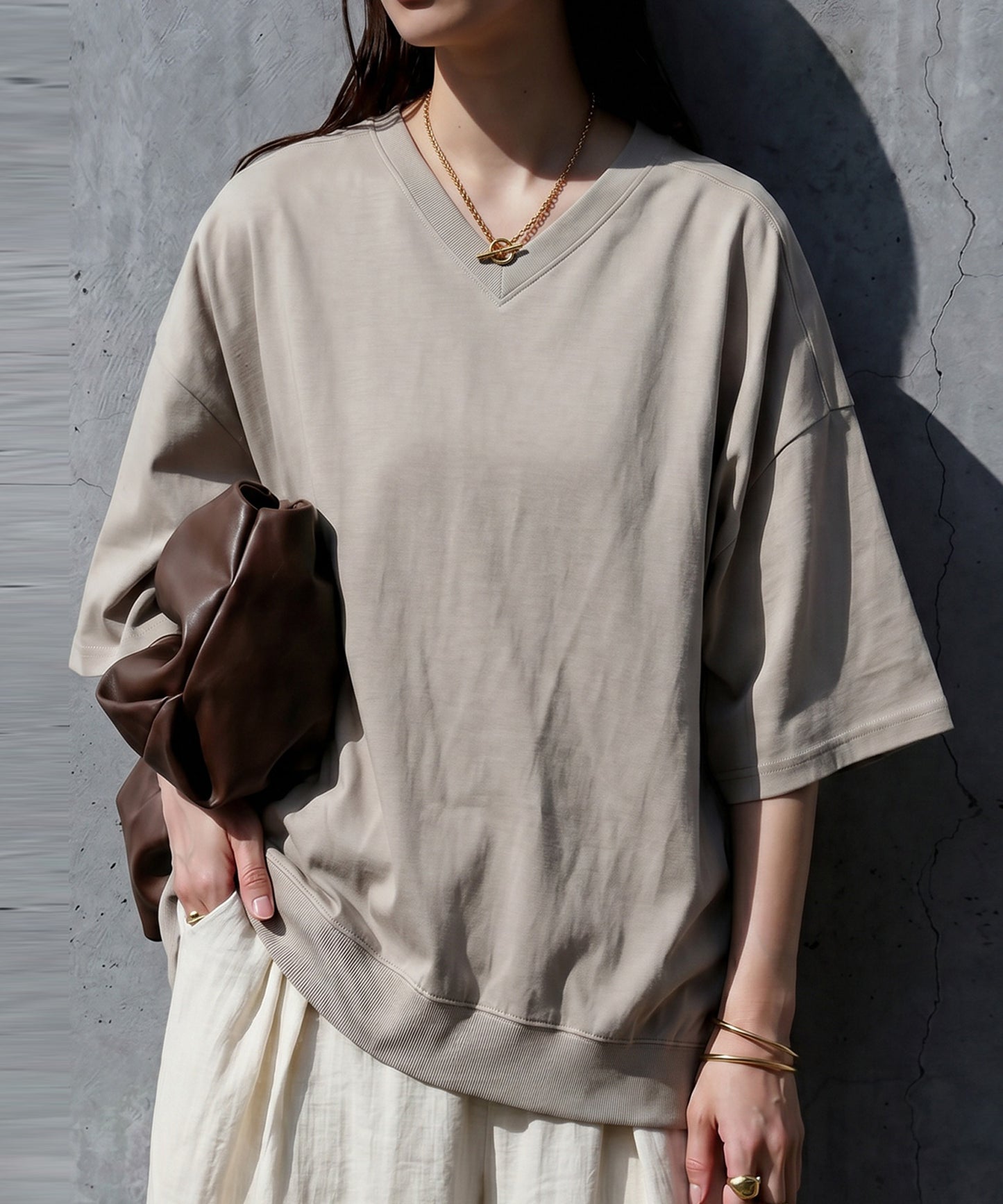 100% Cotton Ribbed Hem Drop Shoulder T-Shirt Ladies