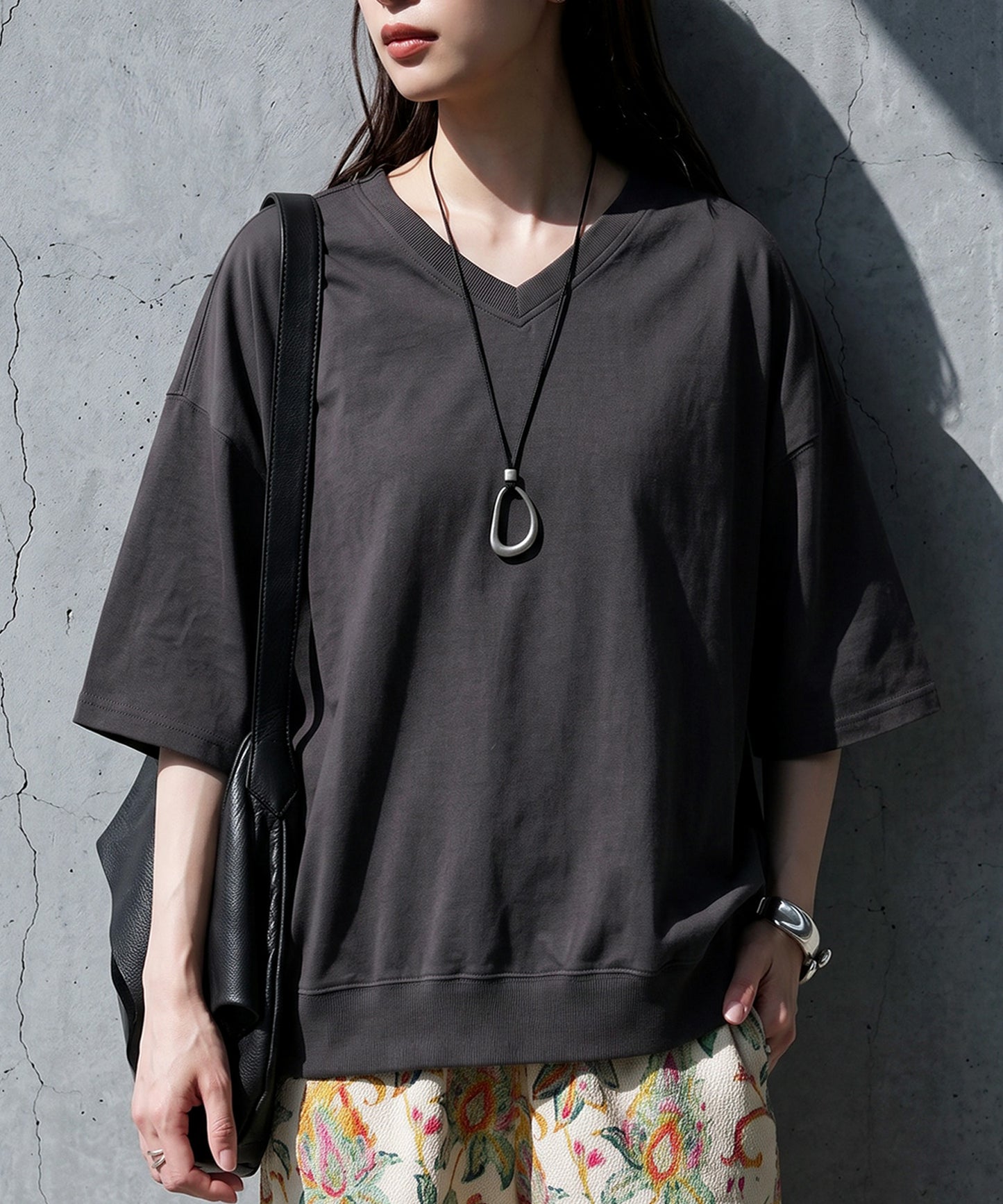 100% Cotton Ribbed Hem Drop Shoulder T-Shirt Ladies