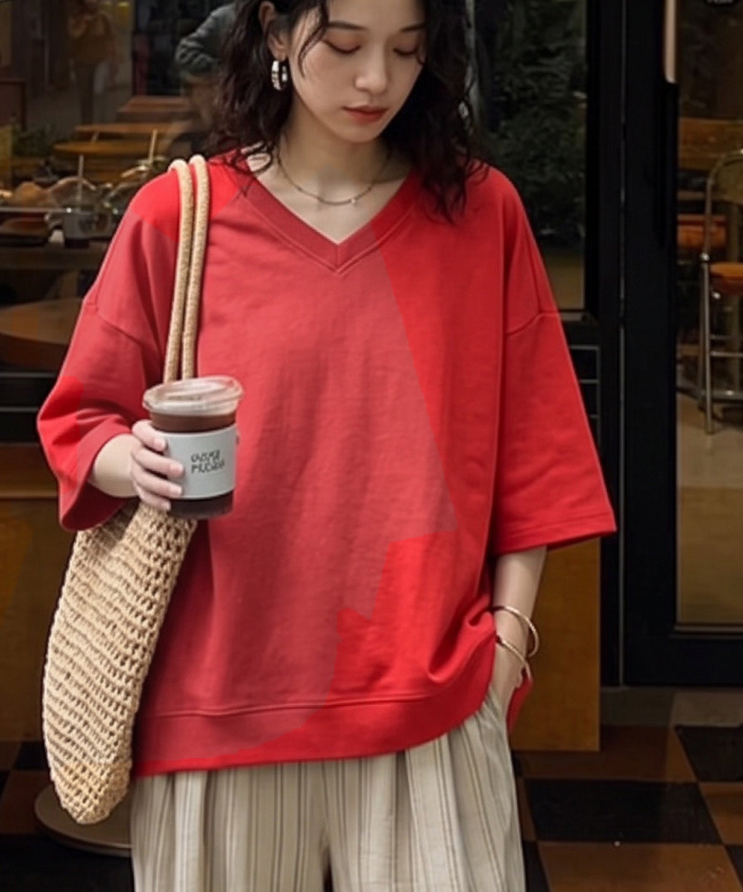 100% Cotton Ribbed Hem Drop Shoulder T-Shirt Ladies