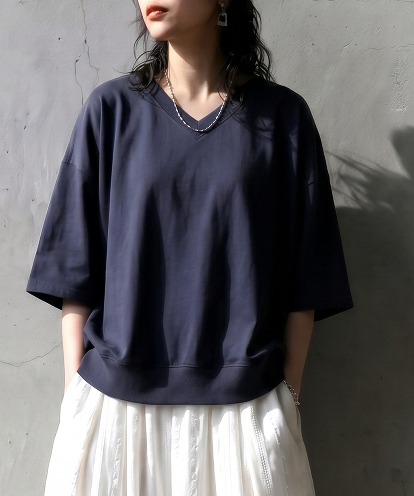 100% Cotton Ribbed Hem Drop Shoulder T-Shirt Ladies
