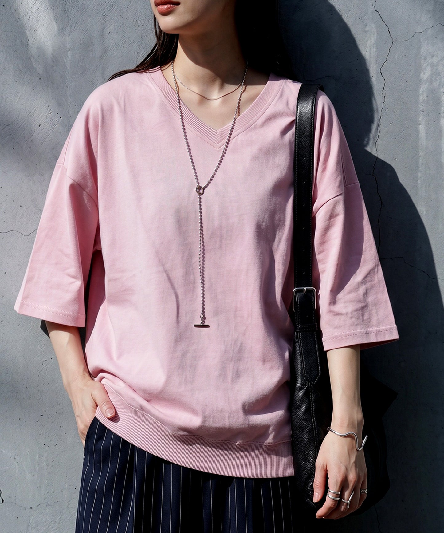 100% Cotton Ribbed Hem Drop Shoulder T-Shirt Ladies