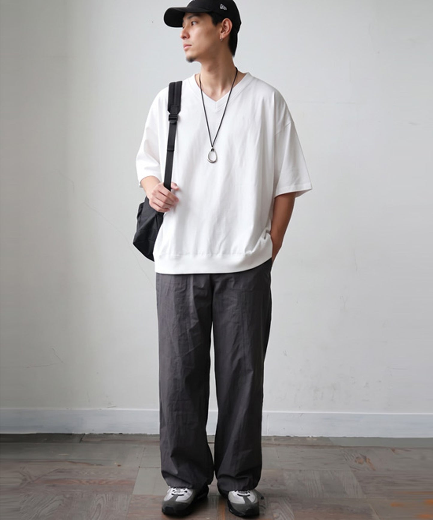 100% Cotton Ribbed Hem Drop Shoulder T-Shirt Men’s