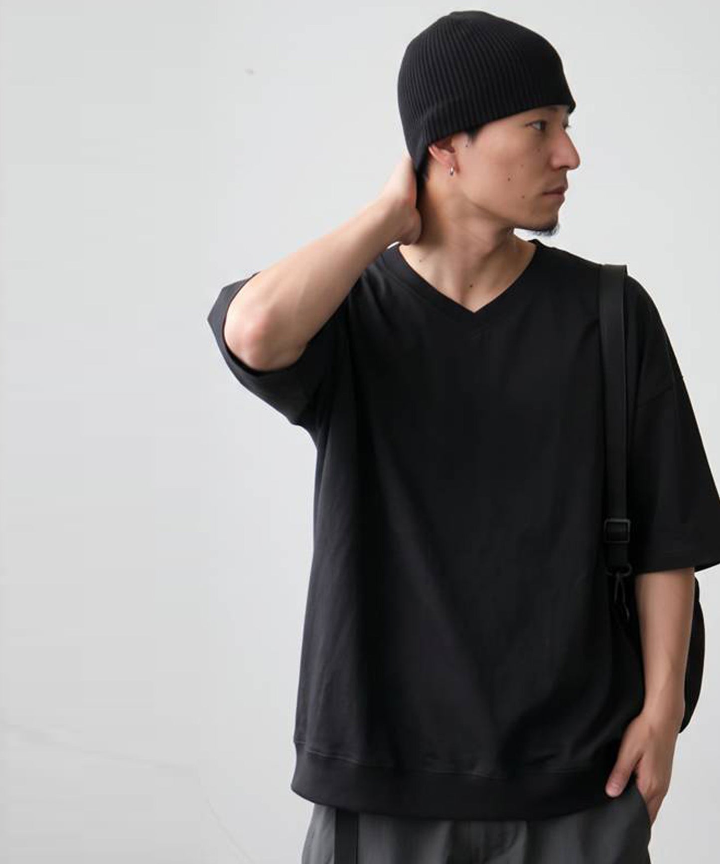 100% Cotton Ribbed Hem Drop Shoulder T-Shirt Men’s