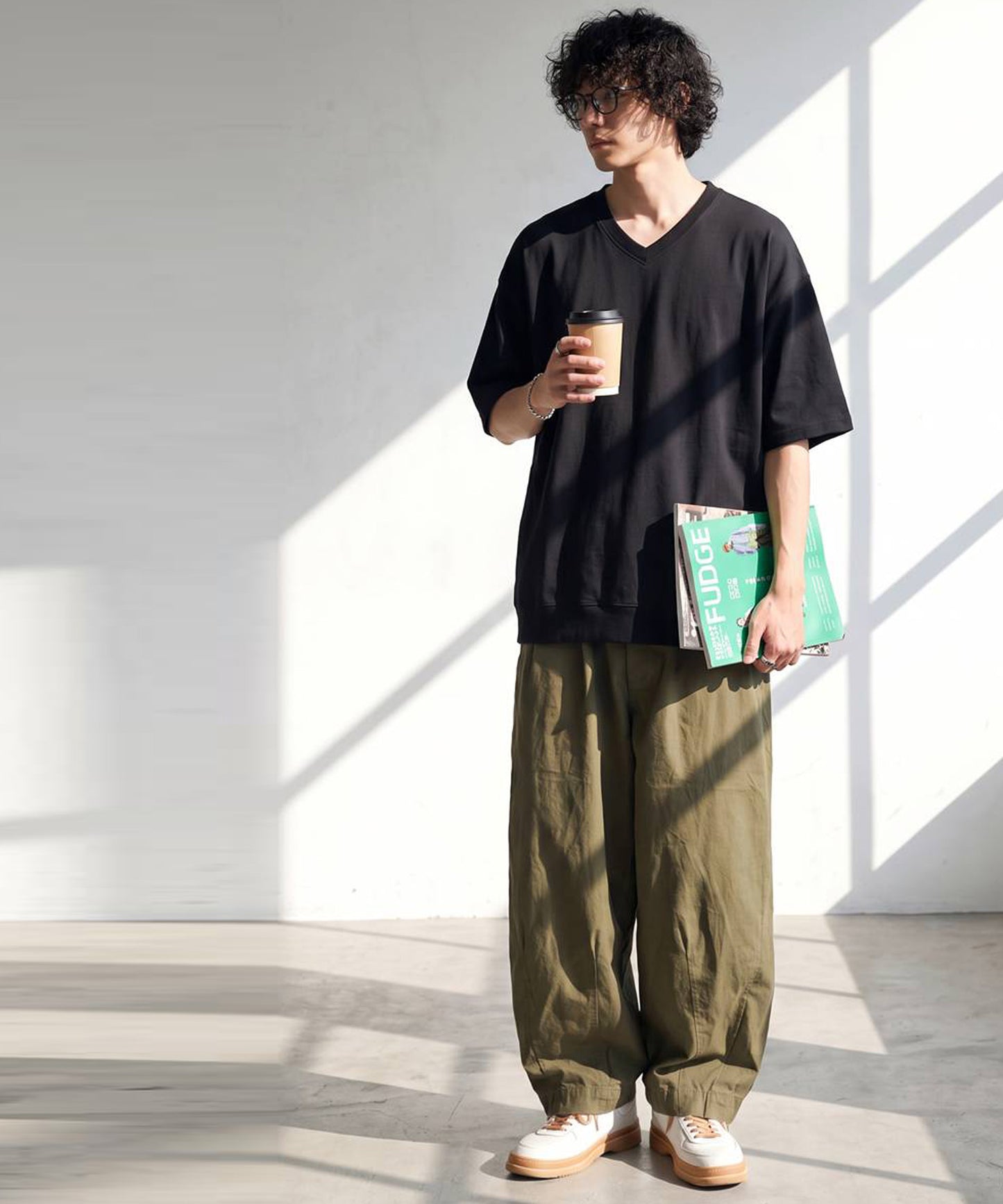 100% Cotton Ribbed Hem Drop Shoulder T-Shirt Men’s