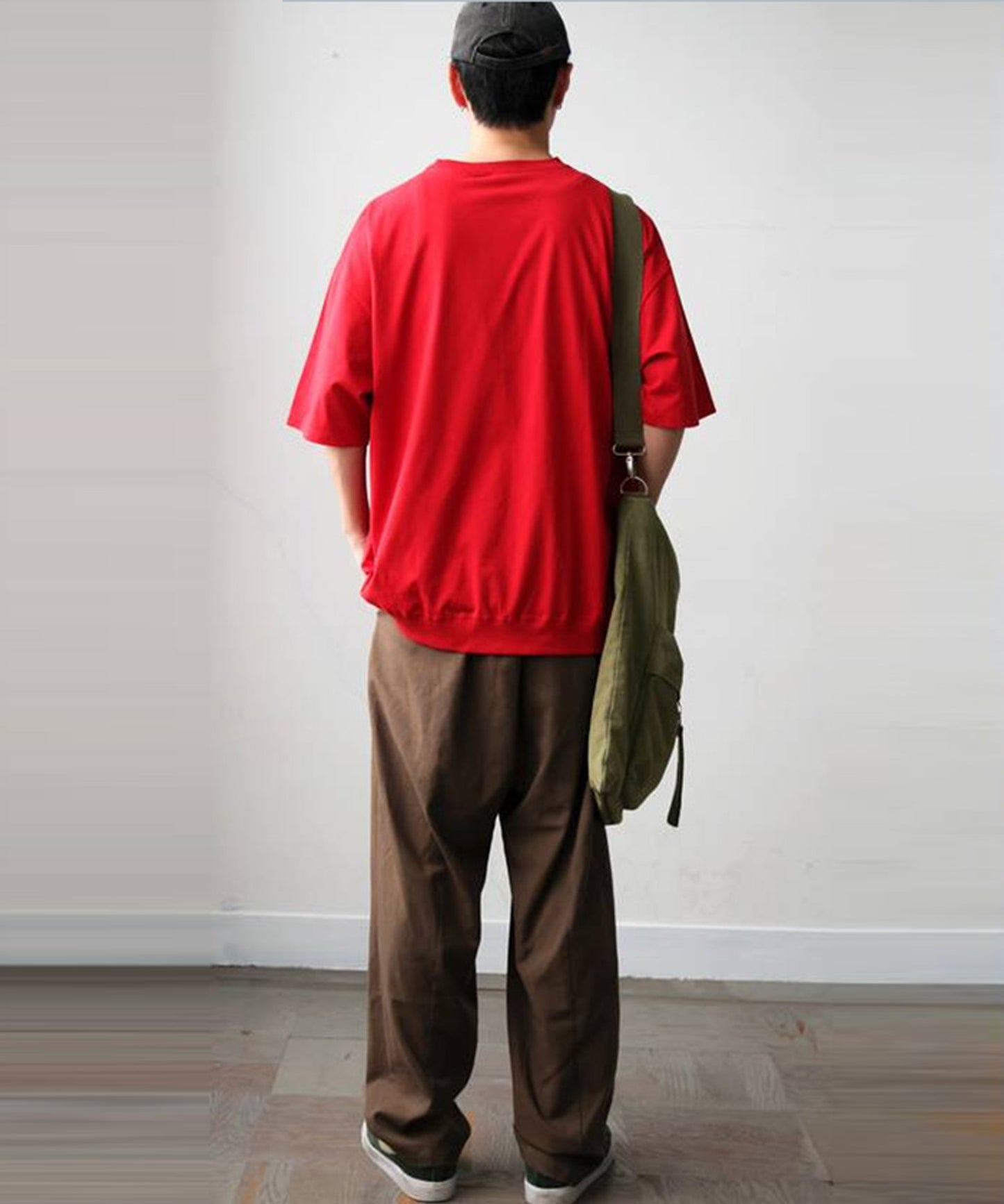 100% Cotton Ribbed Hem Drop Shoulder T-Shirt Men’s