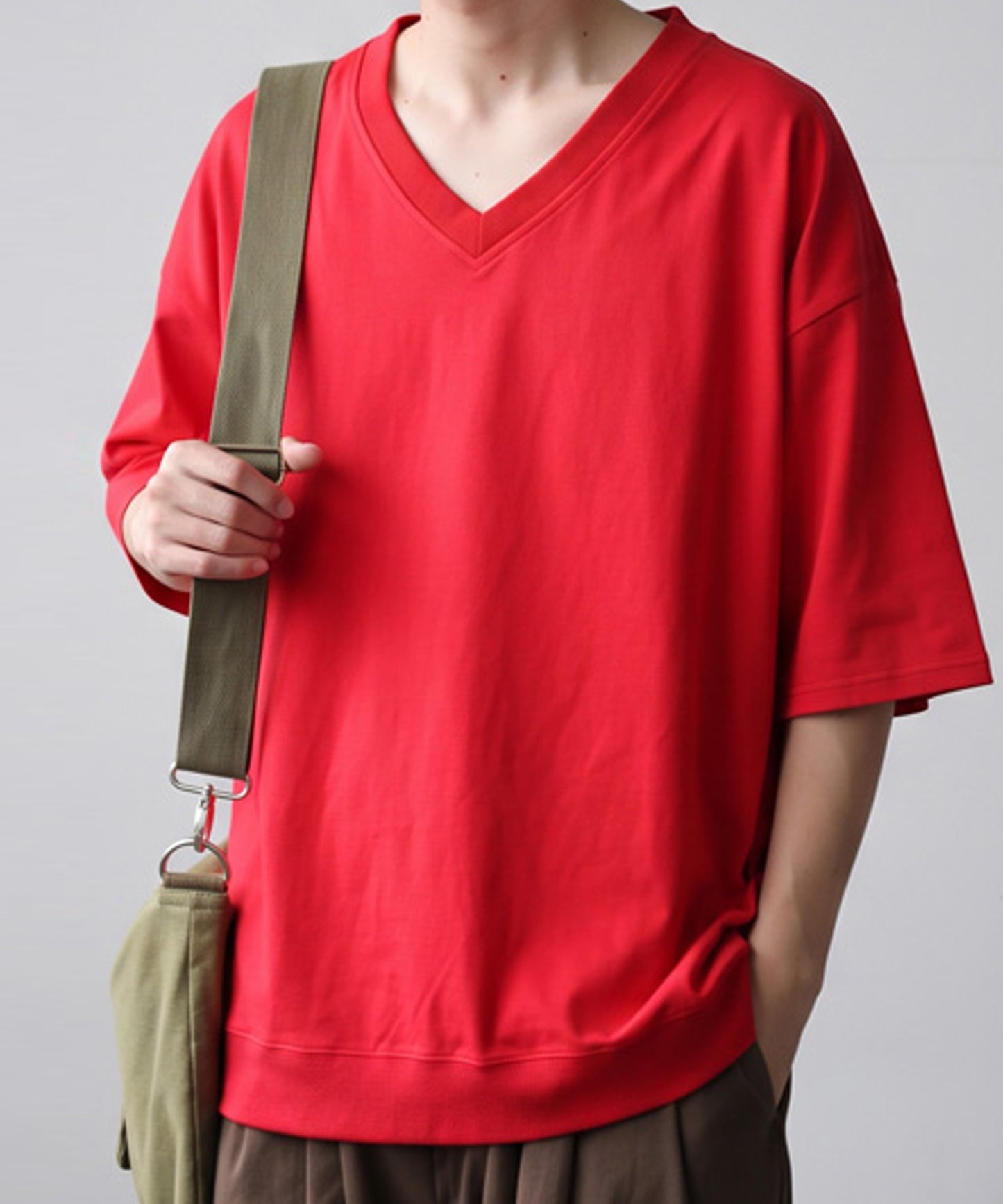 100% Cotton Ribbed Hem Drop Shoulder T-Shirt Men’s