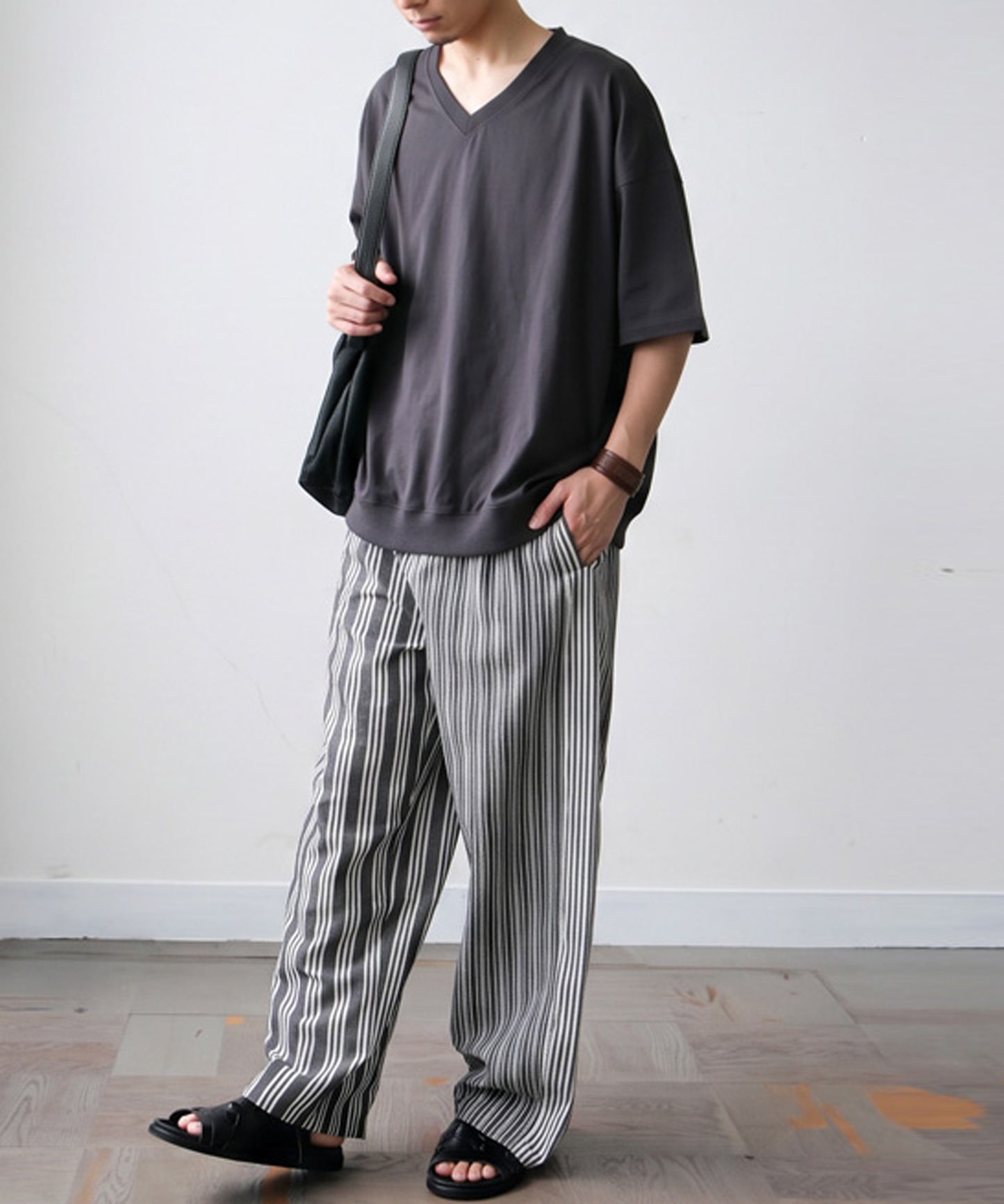 100% Cotton Ribbed Hem Drop Shoulder T-Shirt Men’s