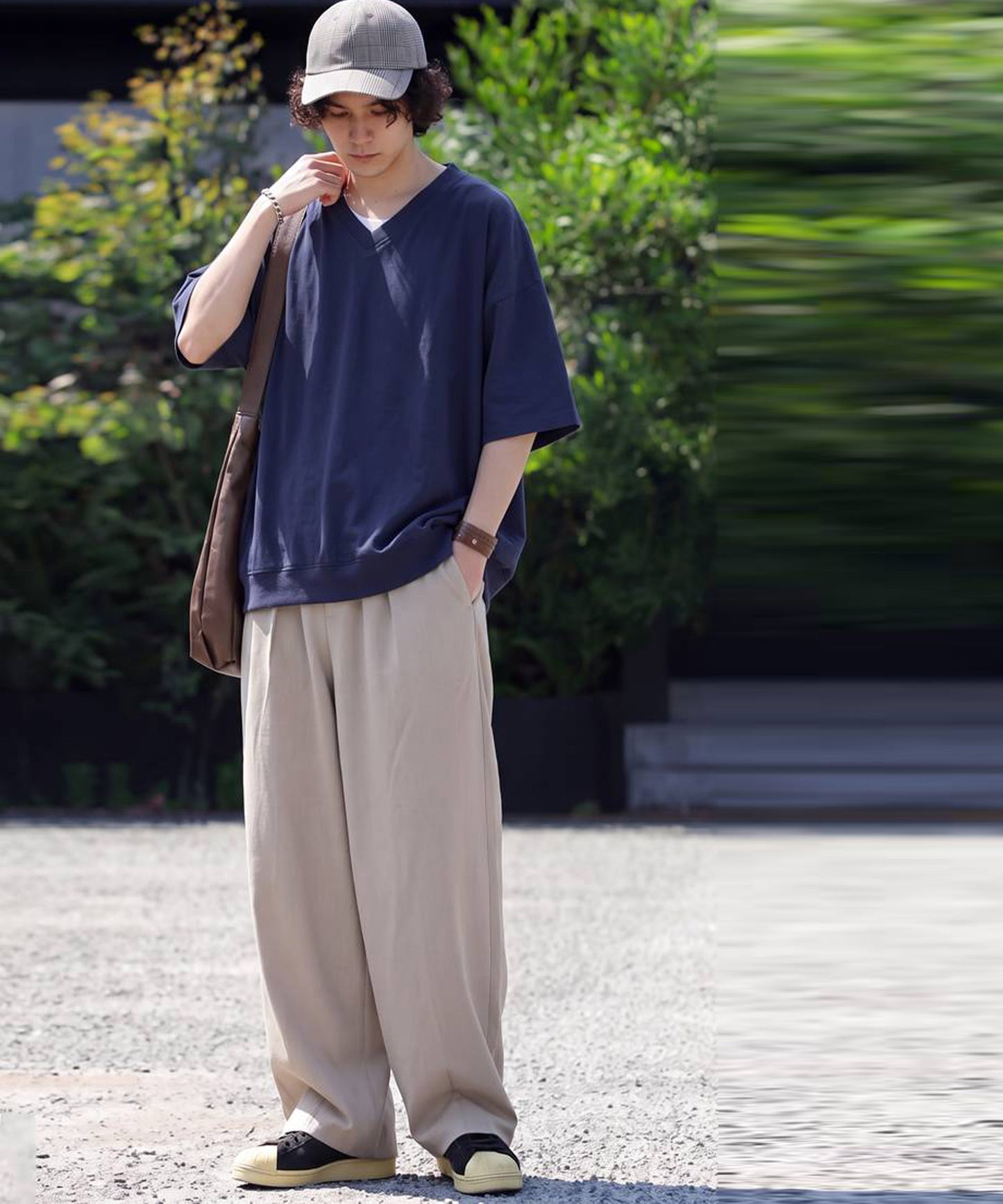 100% Cotton Ribbed Hem Drop Shoulder T-Shirt Men’s