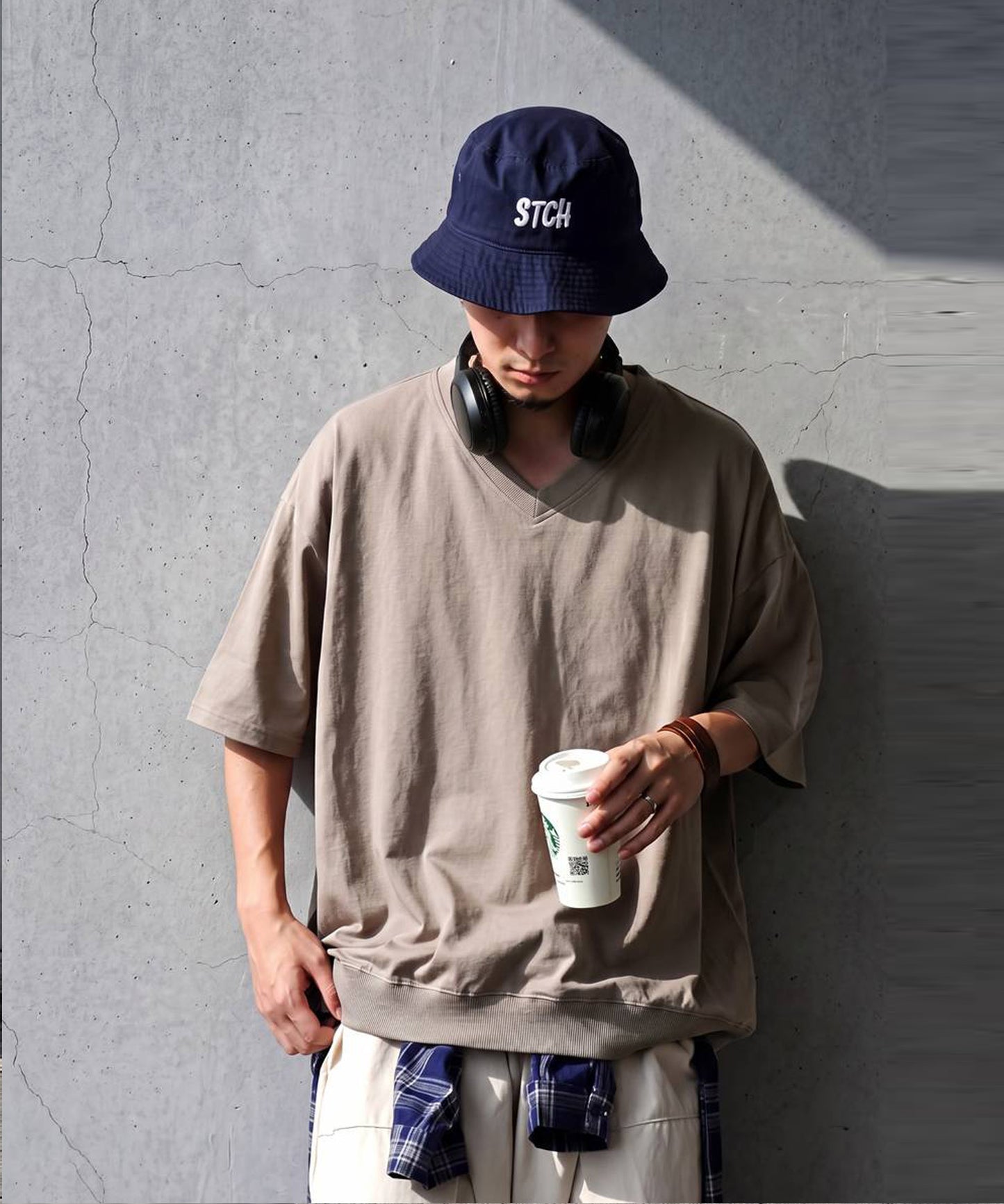 100% Cotton Ribbed Hem Drop Shoulder T-Shirt Men’s