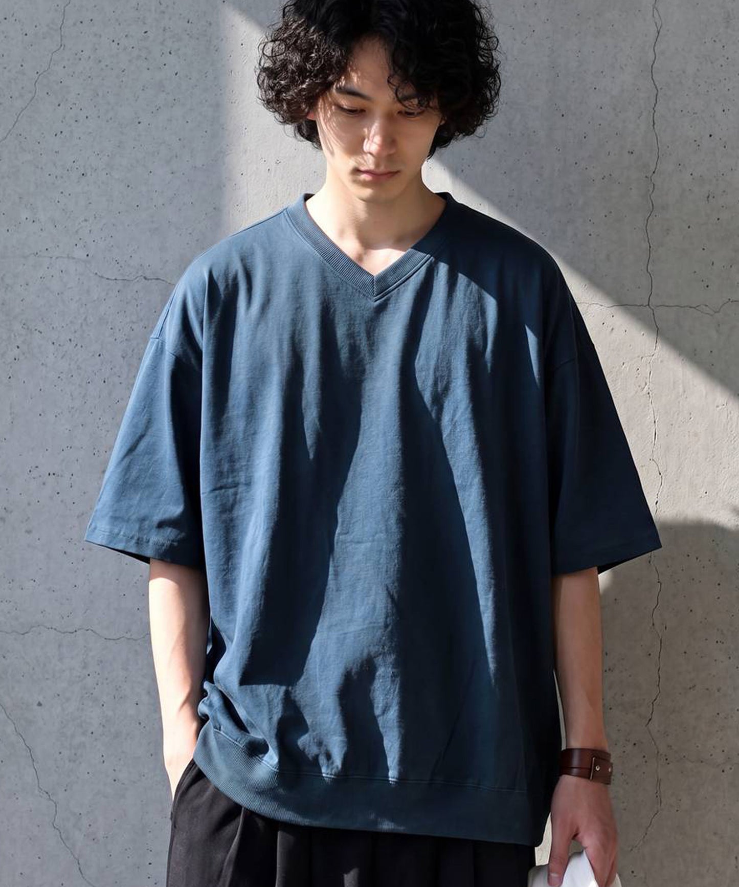 100% Cotton Ribbed Hem Drop Shoulder T-Shirt Men’s
