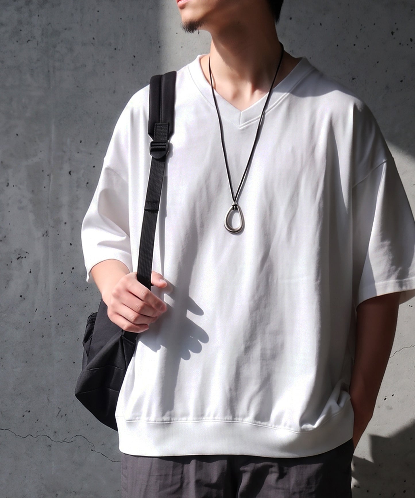 100% Cotton Ribbed Hem Drop Shoulder T-Shirt Men’s