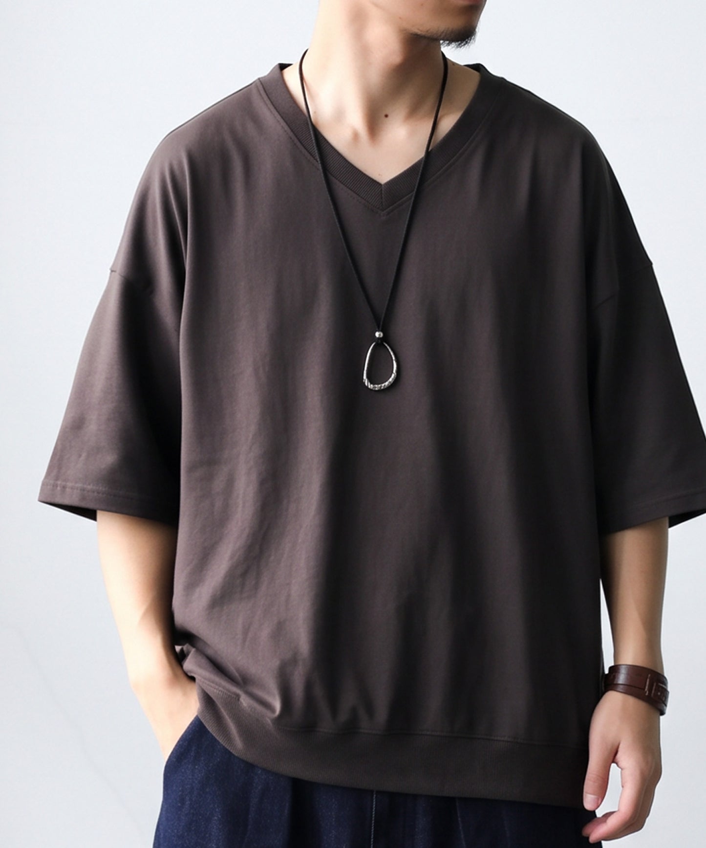 100% Cotton Ribbed Hem Drop Shoulder T-Shirt Men’s