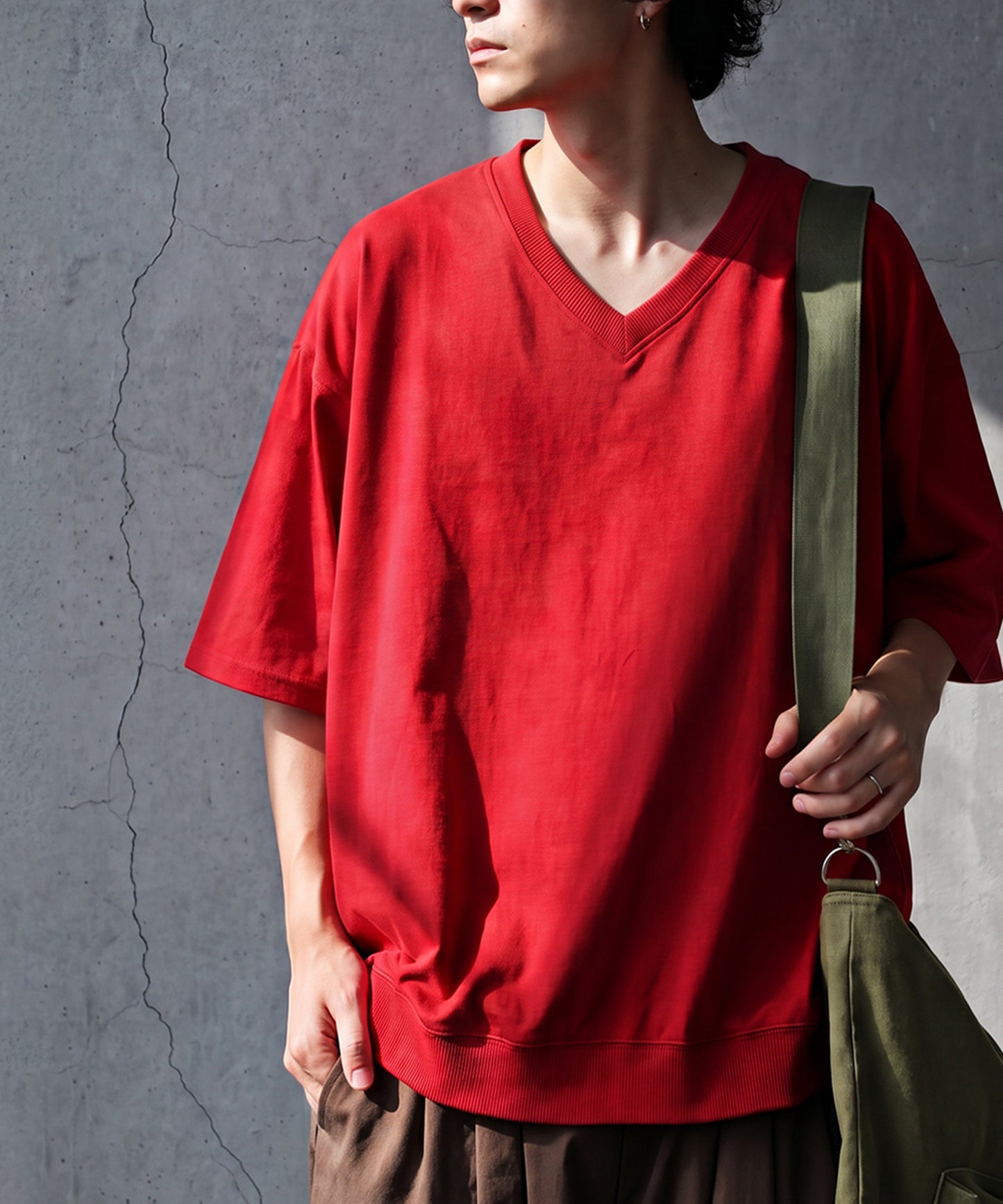100% Cotton Ribbed Hem Drop Shoulder T-Shirt Men’s