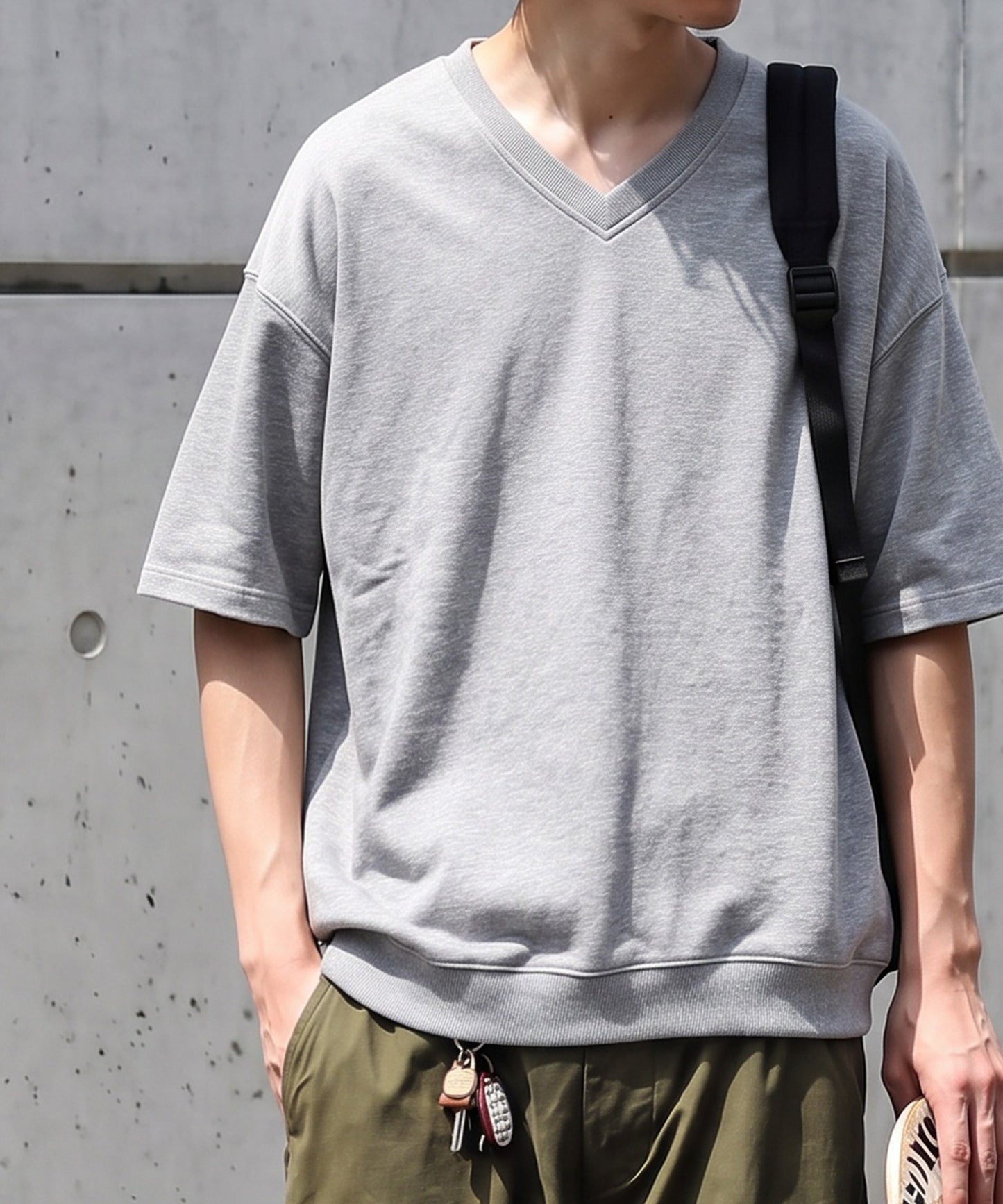 100% Cotton Ribbed Hem Drop Shoulder T-Shirt Men’s