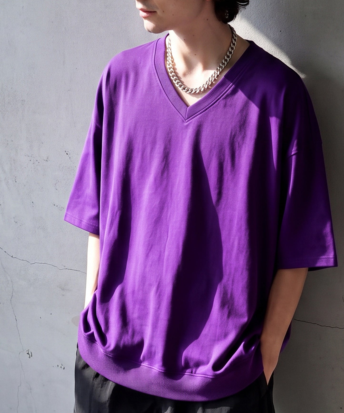 100% Cotton Ribbed Hem Drop Shoulder T-Shirt Men’s