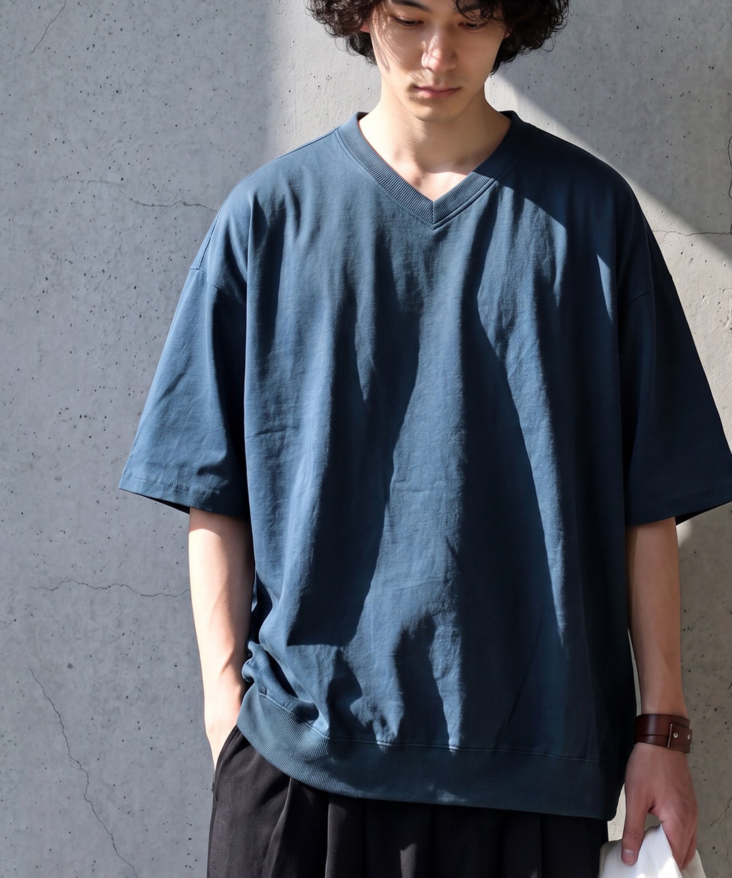 100% Cotton Ribbed Hem Drop Shoulder T-Shirt Men’s