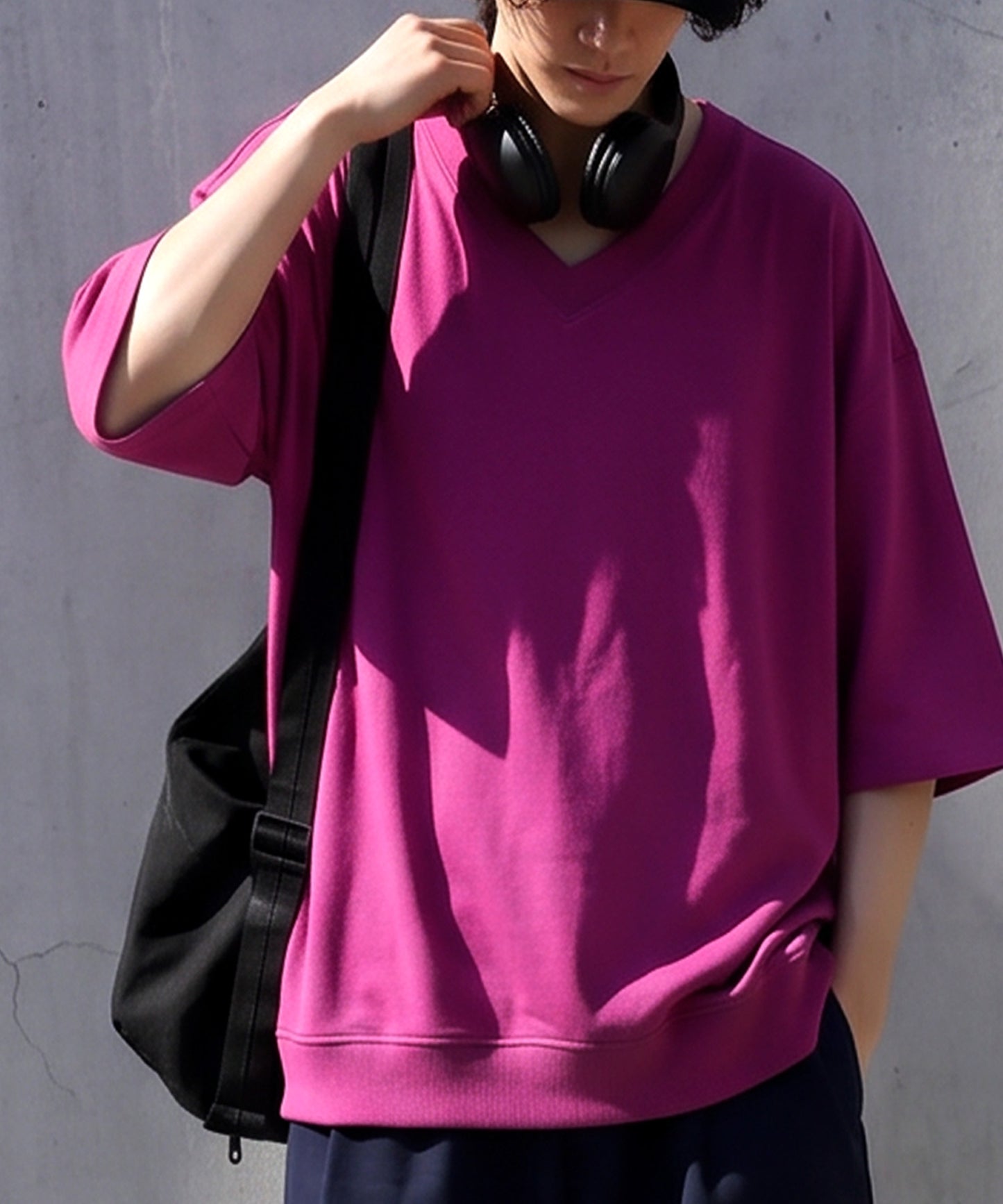100% Cotton Ribbed Hem Drop Shoulder T-Shirt Men’s