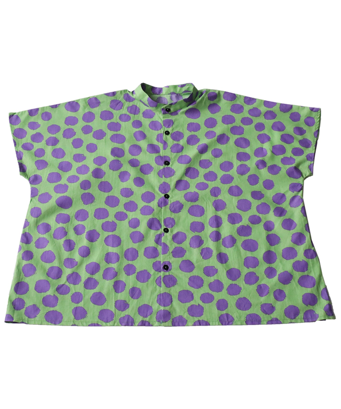 Dot pattern shirt Ladies short-sleeve