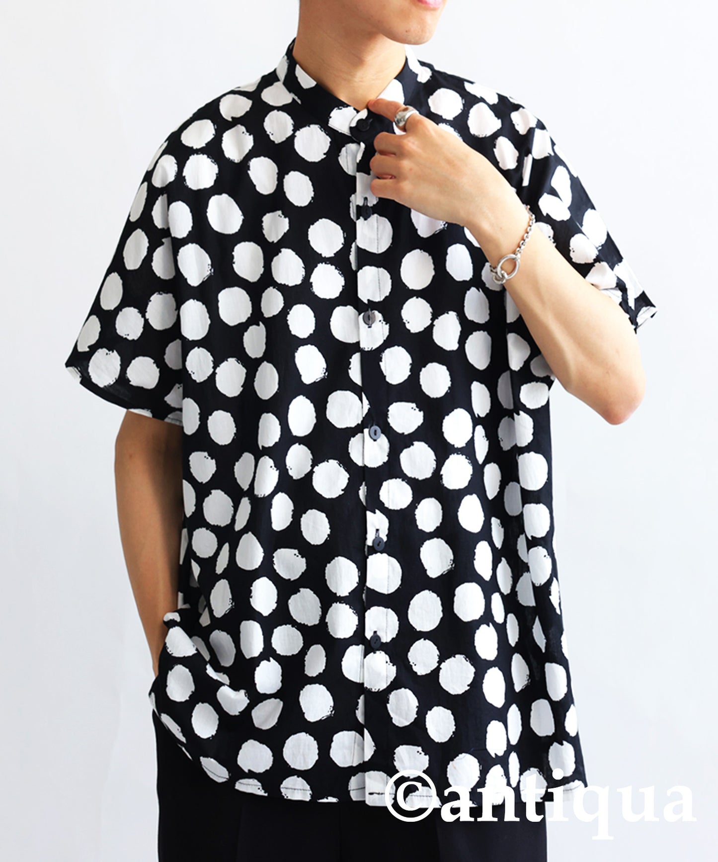 Dot pattern shirt Men's short-sleeve