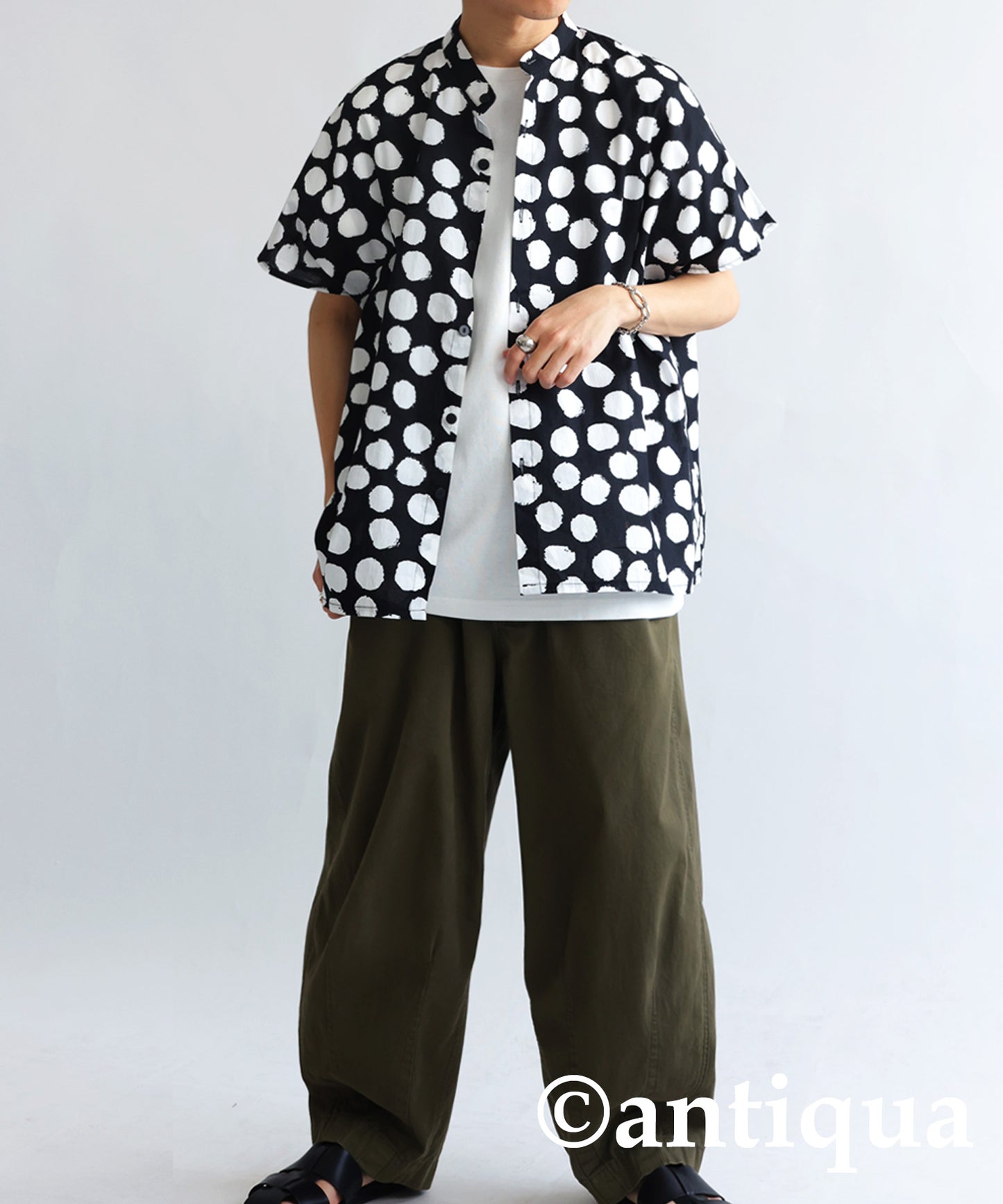 Dot pattern shirt Men's short-sleeve