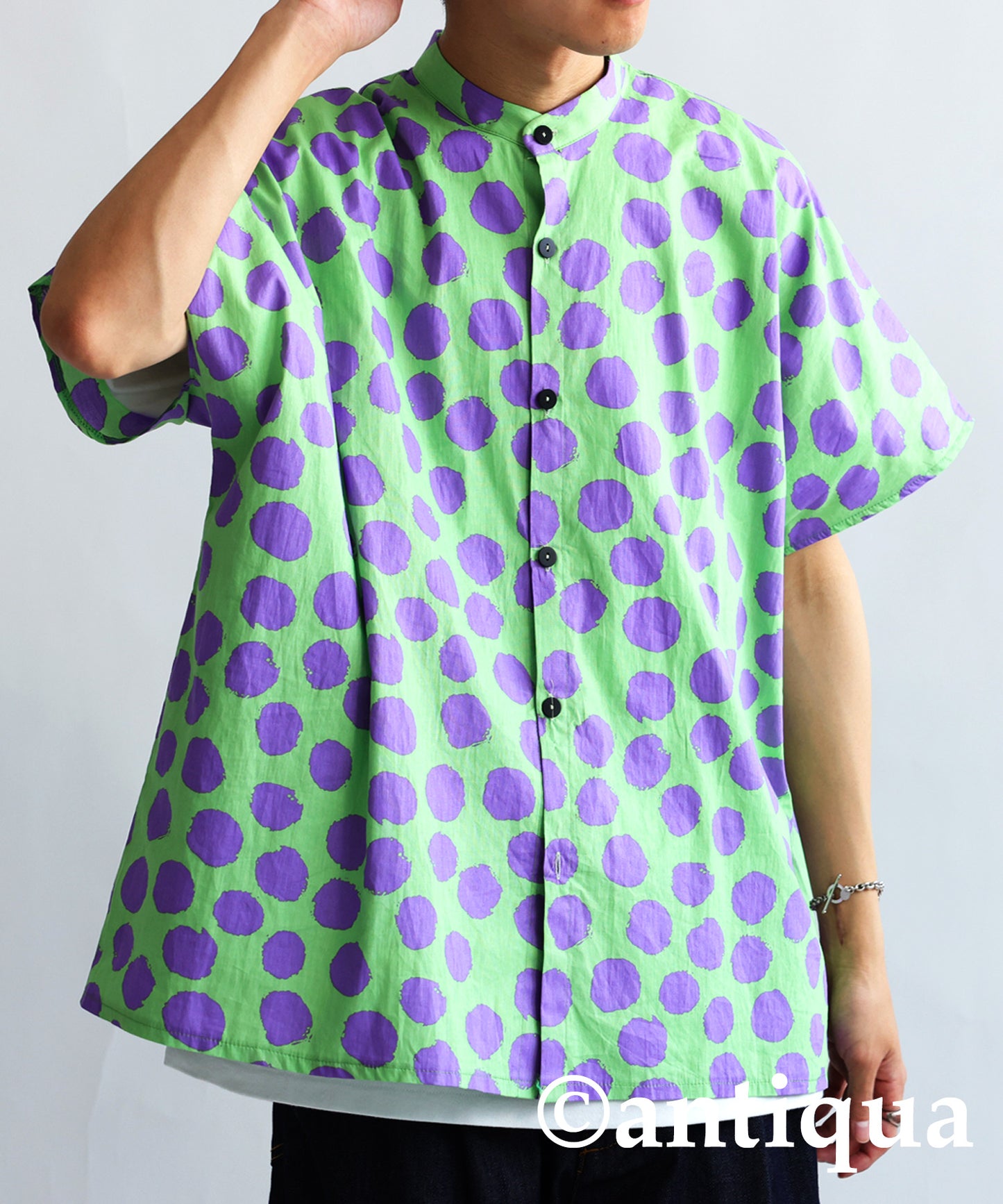 Dot pattern shirt Men's short-sleeve