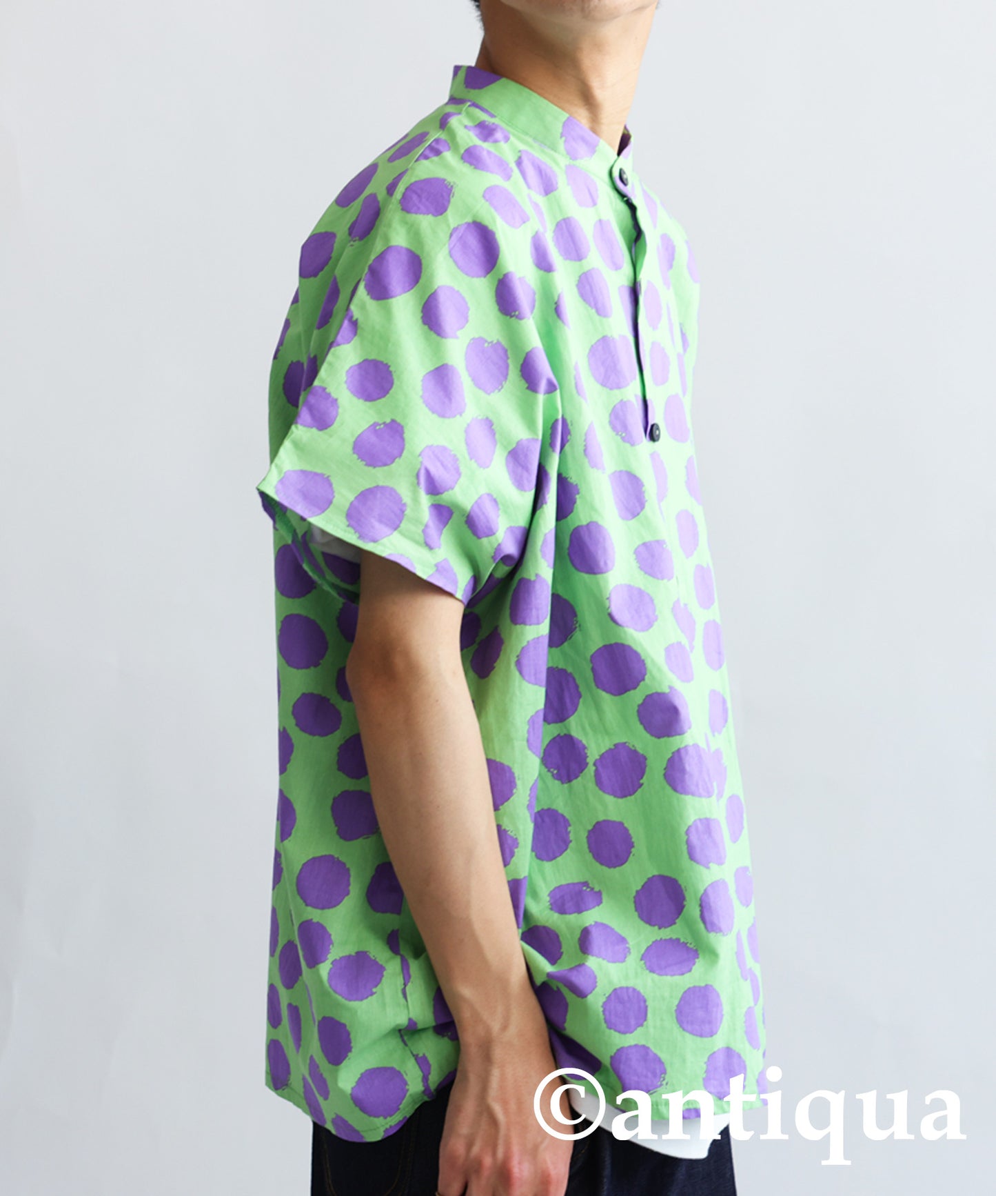 Dot pattern shirt Men's short-sleeve