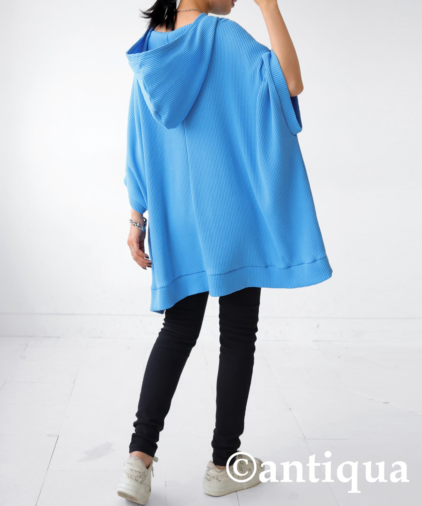 Waffle fabric hood Tops Ladies