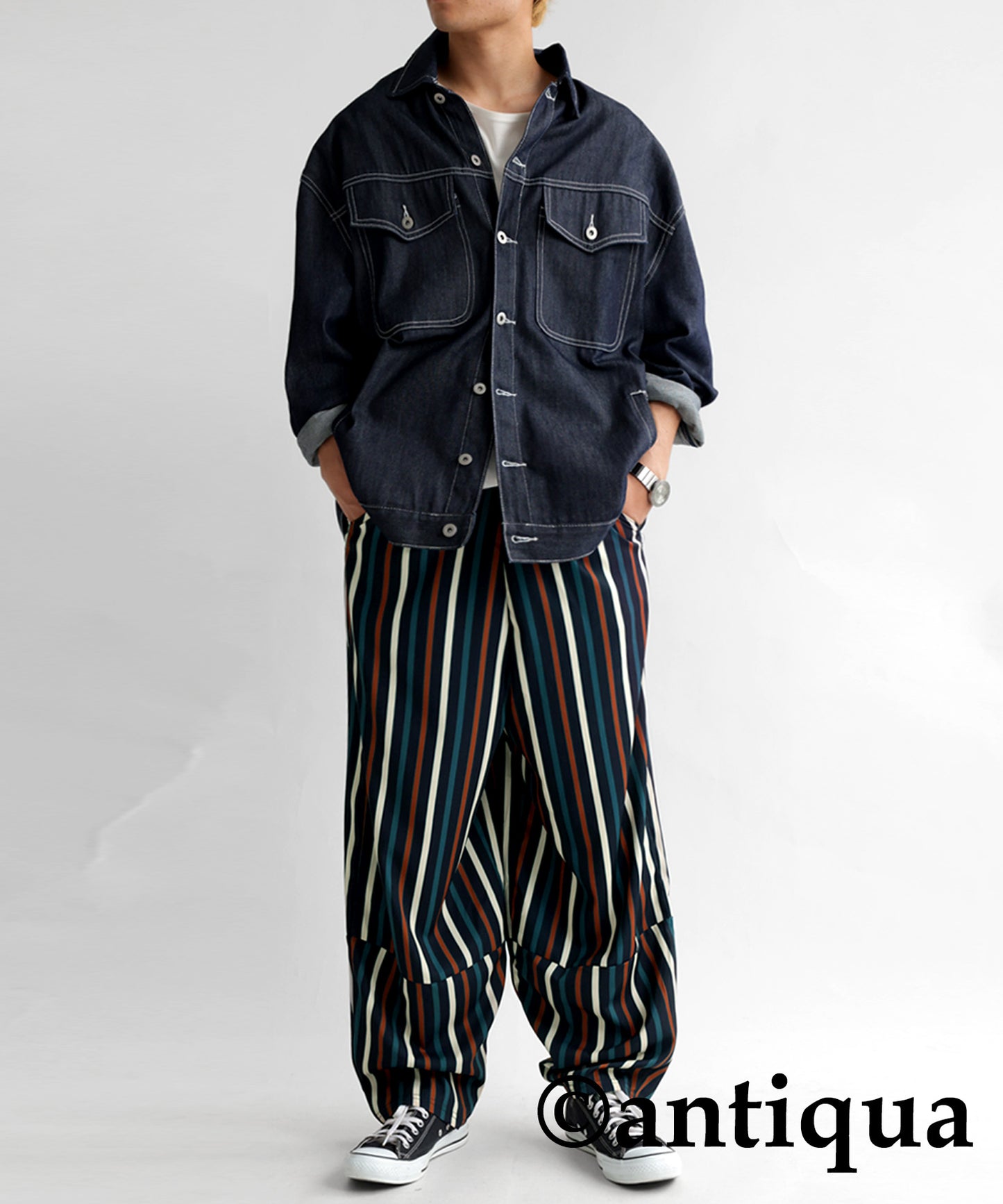 Colorful multi -striped pants Men's