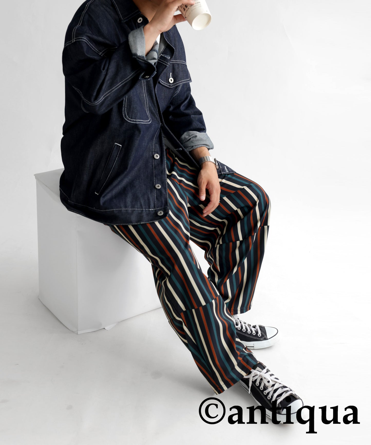 Colorful multi -striped pants Men's