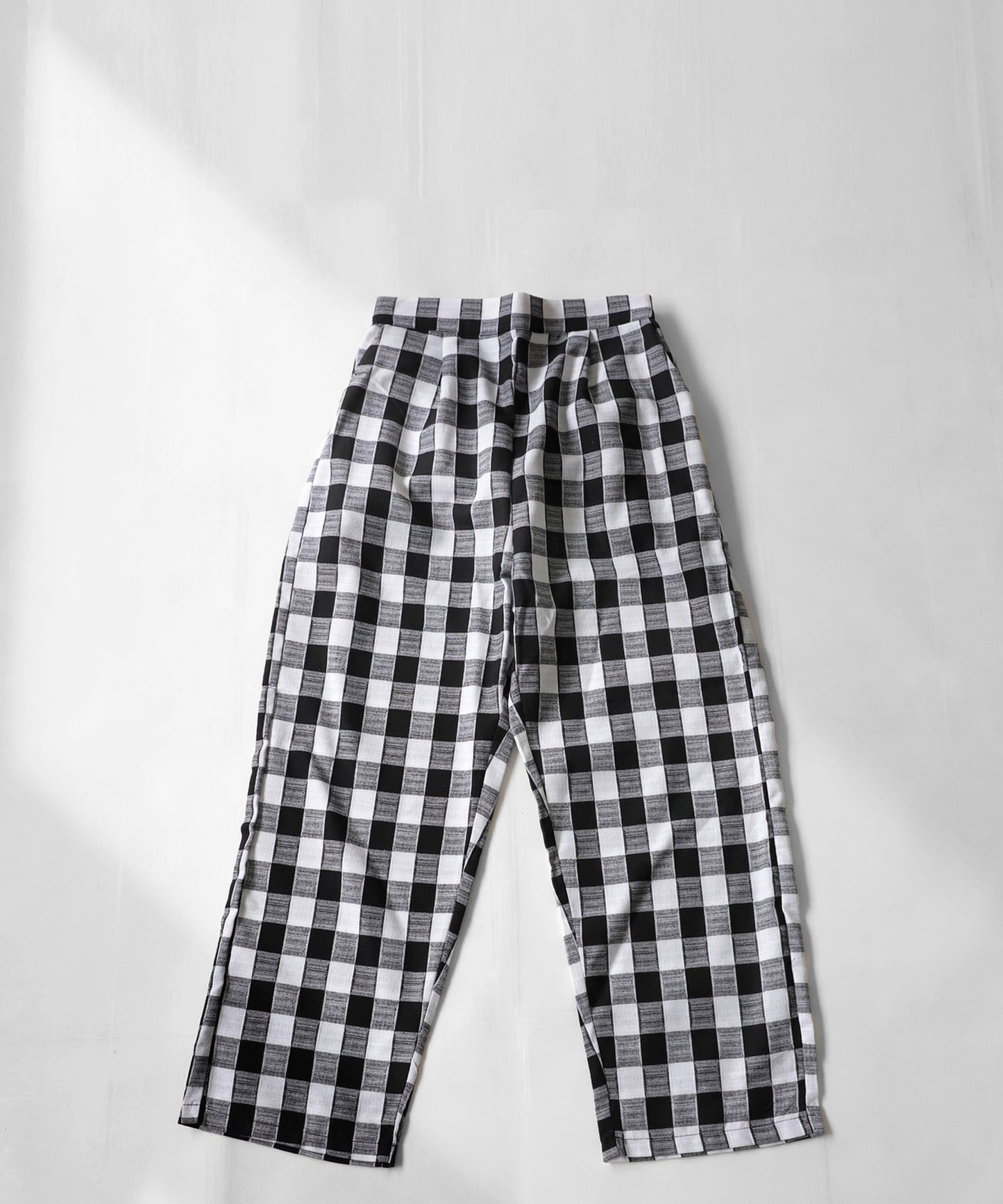 Straight check pattern pants Men's