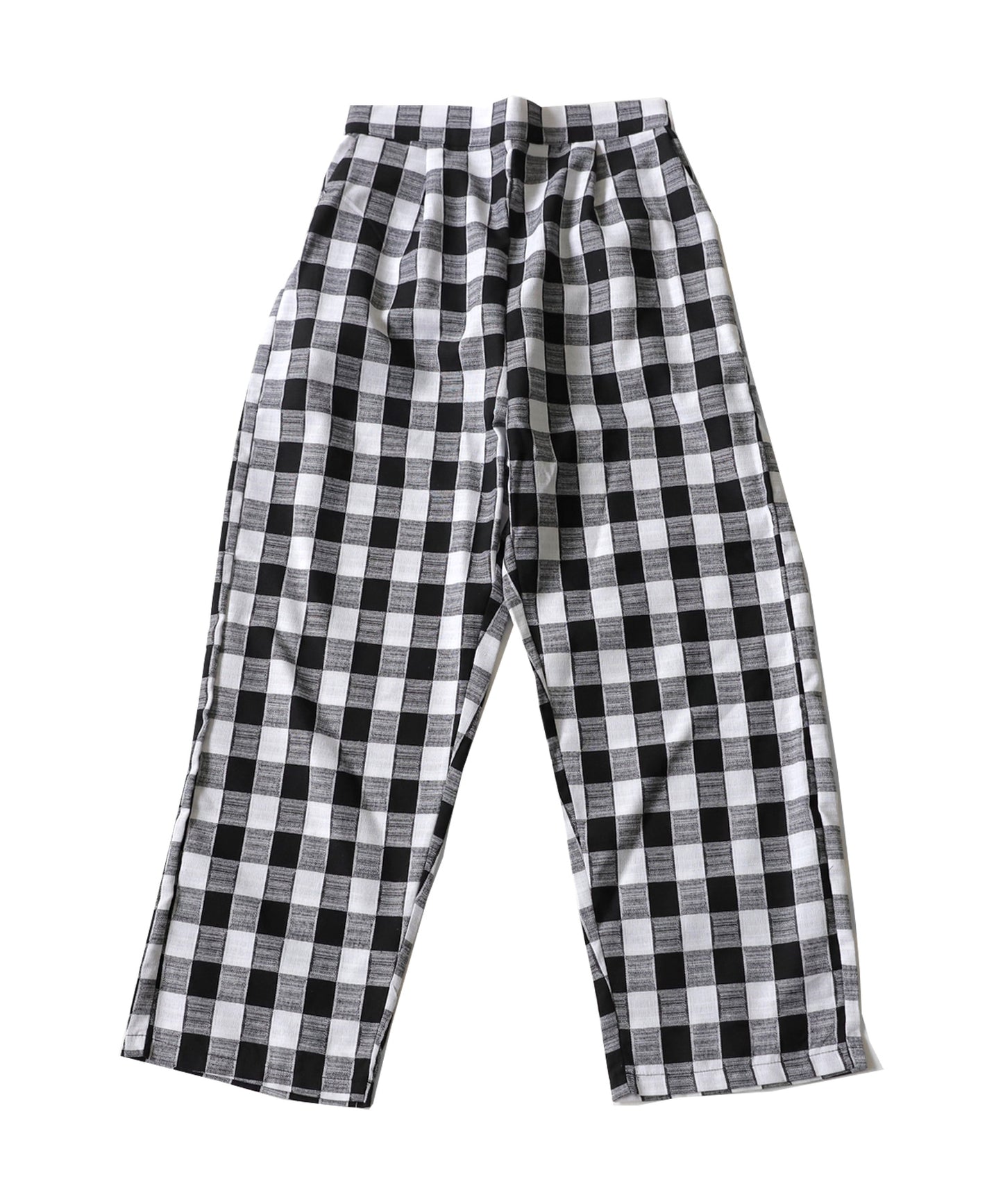 Straight check pattern pants Ladies