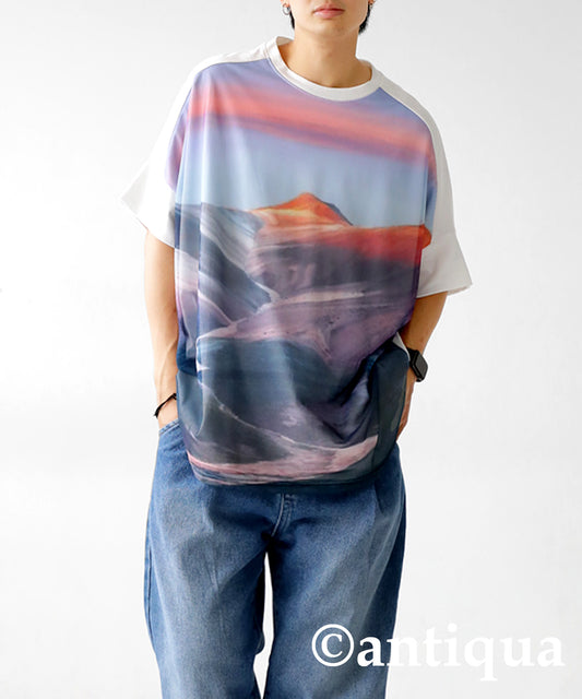 Men's T-shirt Short Sleeve Mountain Print