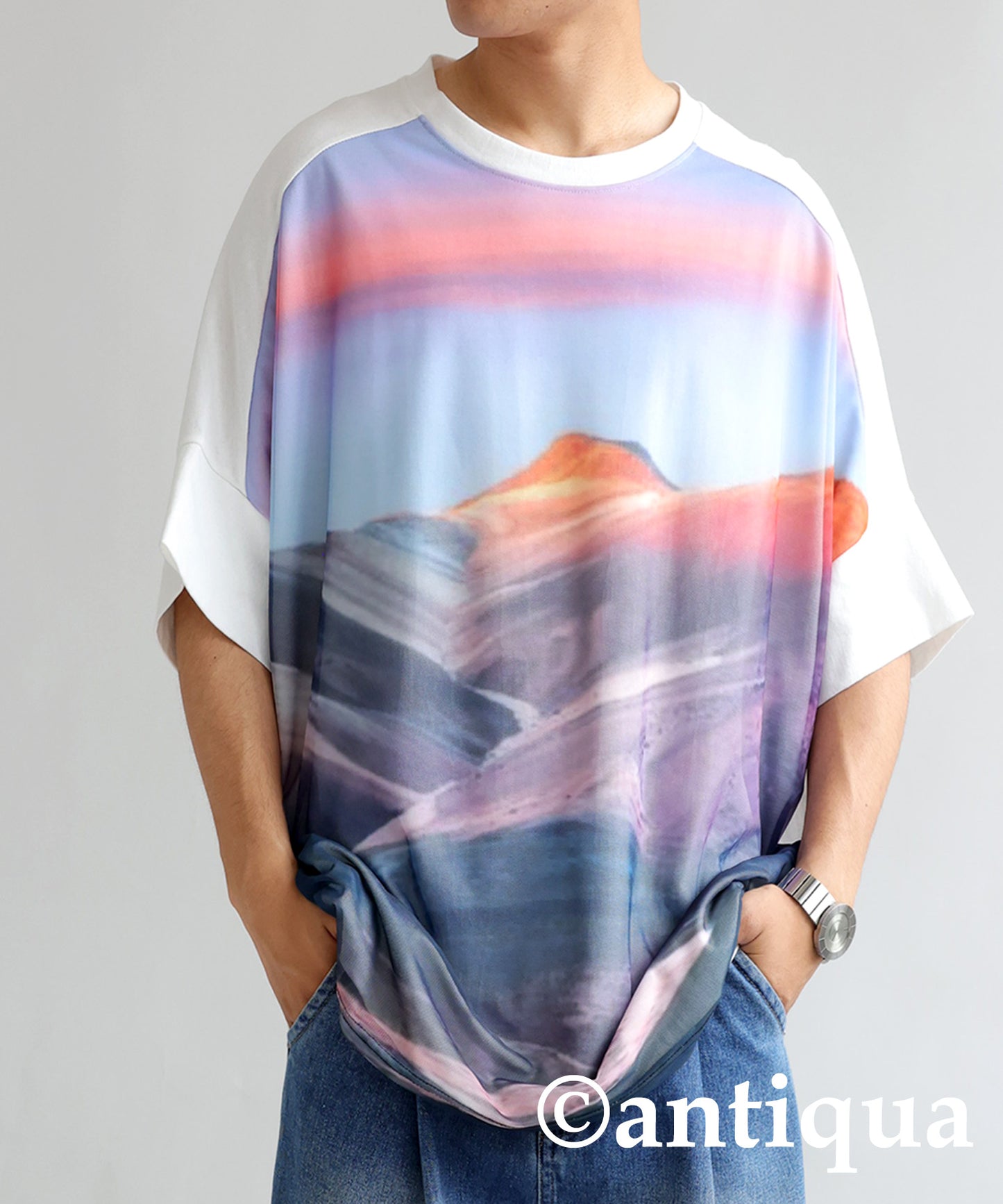 Men's T-shirt Short Sleeve Mountain Print