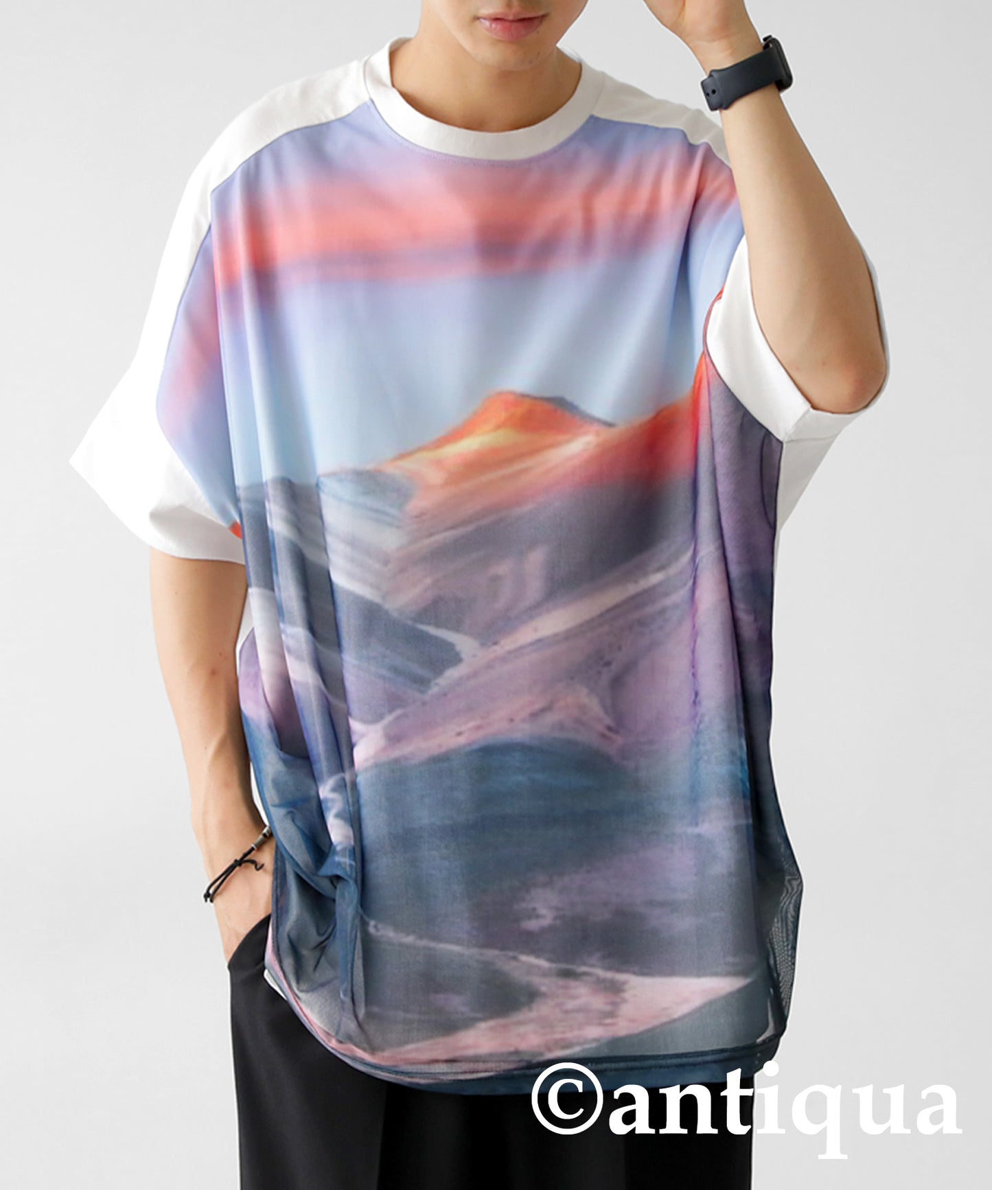 Men's T-shirt Short Sleeve Mountain Print