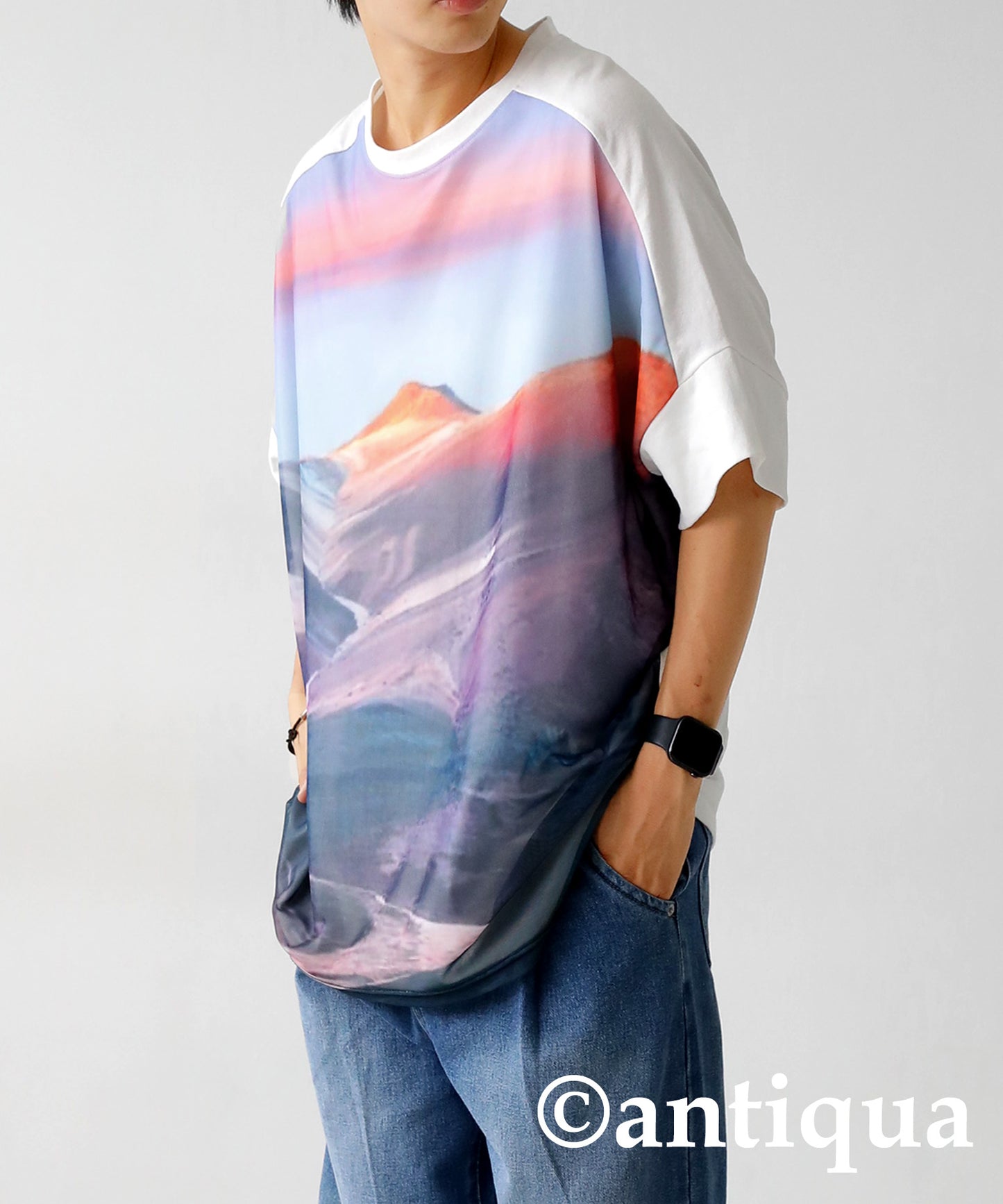 Men's T-shirt Short Sleeve Mountain Print