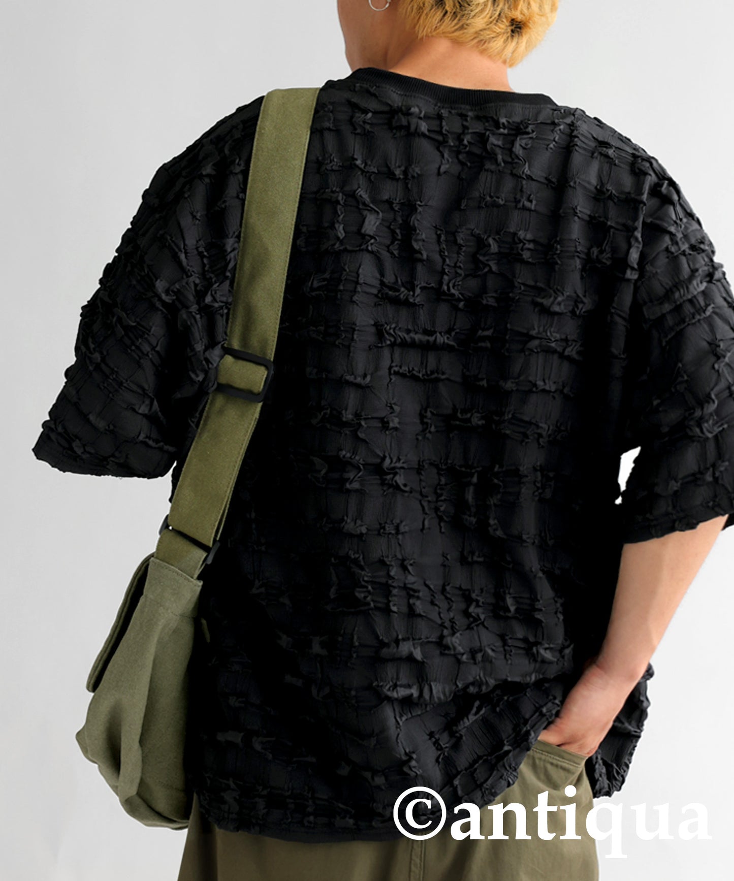 Swelling jacquard fabric short -sleeved tops Men's