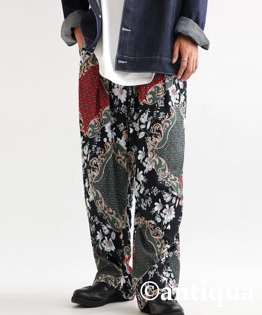 Antique pattern pants Men's